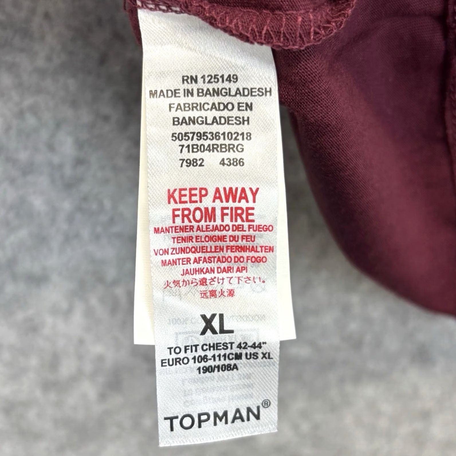 Topman Topman T Shirt XL Mens Burgundy Crew Neck Top New With Tags BNWT BNWT Size US XL / EU 56 / 4 - 4 Thumbnail