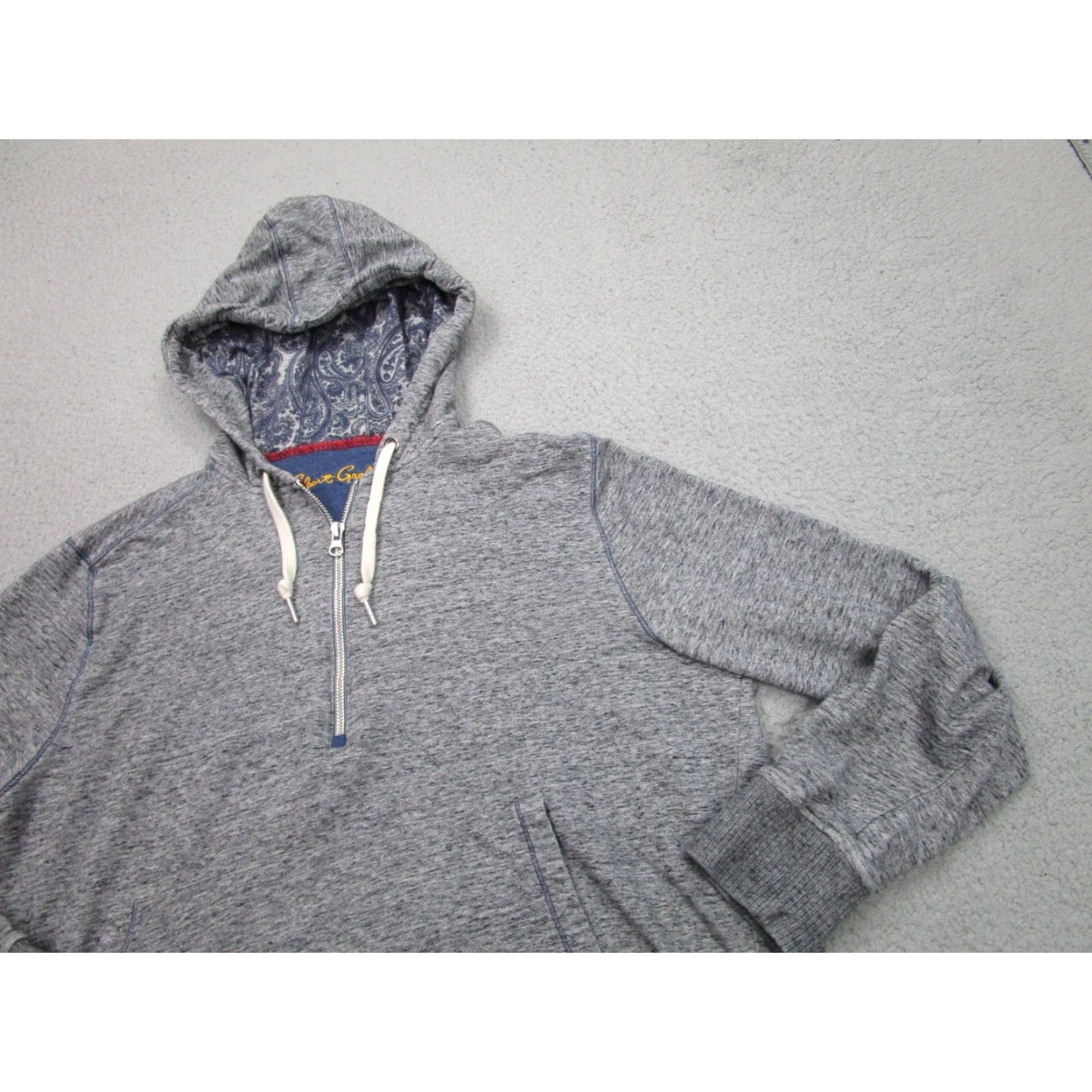 Robert Graham Robert Graham Hoodie Men M Gray Pullover 1/4 Zip Hooded Pockets Logo Sweater Sweatshirt Classic Knit Size US M / EU 48-50 / 2 - 2 Thumbnail