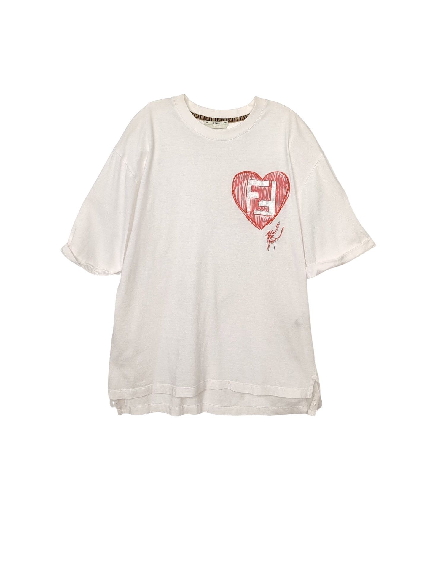 Fendi Fendi Heart Logo Embroidered T-Shirt Size S Size S / US 4 / IT 40 - 1 Thumbnail