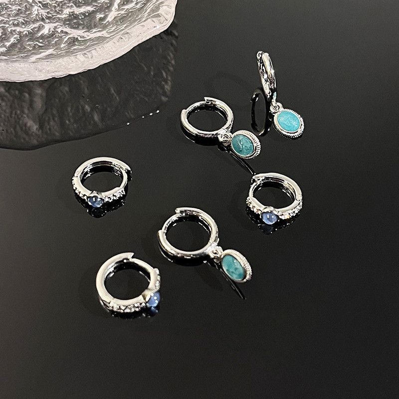 Jewelry × Sterling Silver Turquoise One pairs Punk Earrings Gothic Punk Chrome Jewelry Size ONE SIZE - 1 Thumbnail