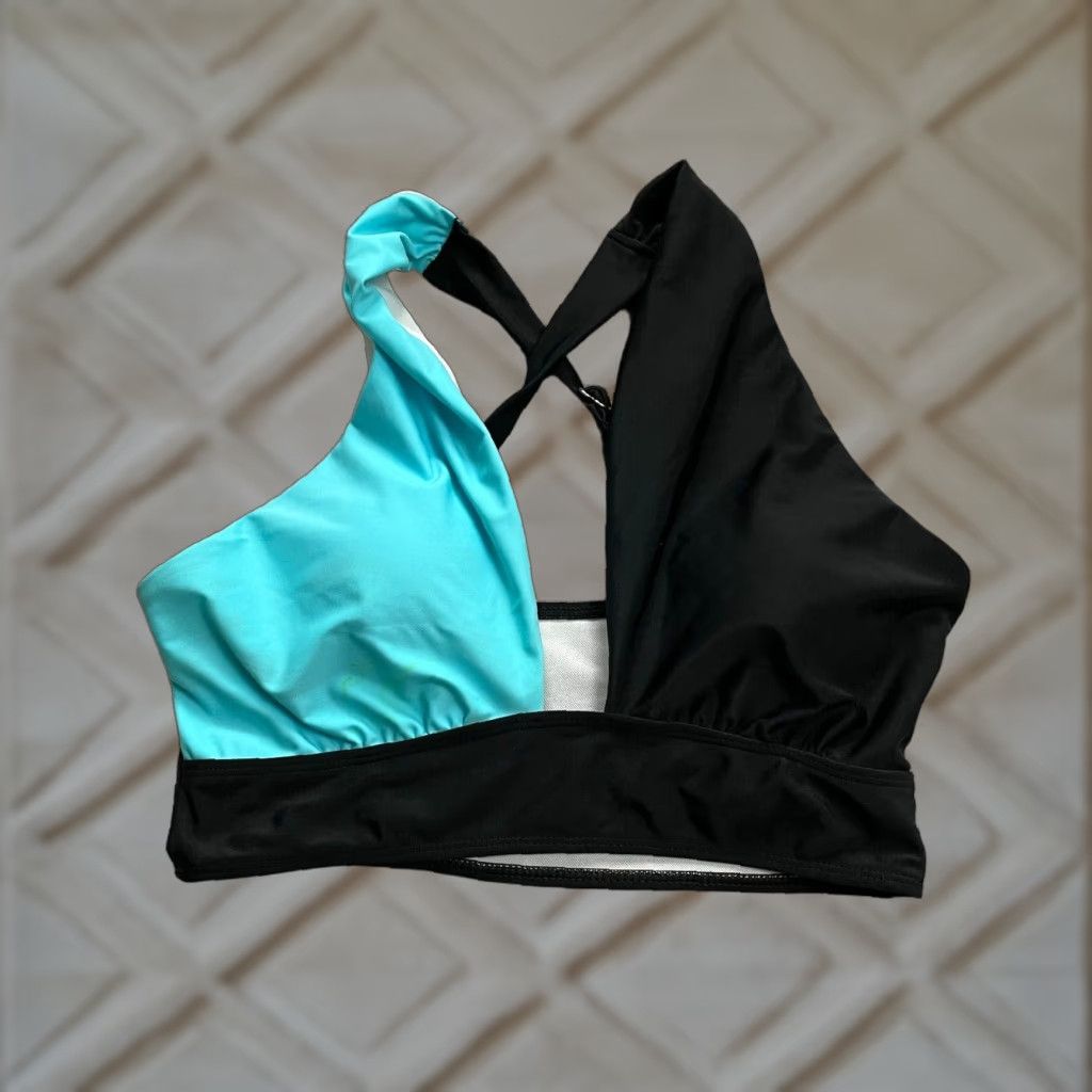 Vintage Unbranded Bikini Top Swimwear Womens Medium Black And Blue Padded Summer Beach Size M / US 6-8 / IT 42-44 - 1 Thumbnail