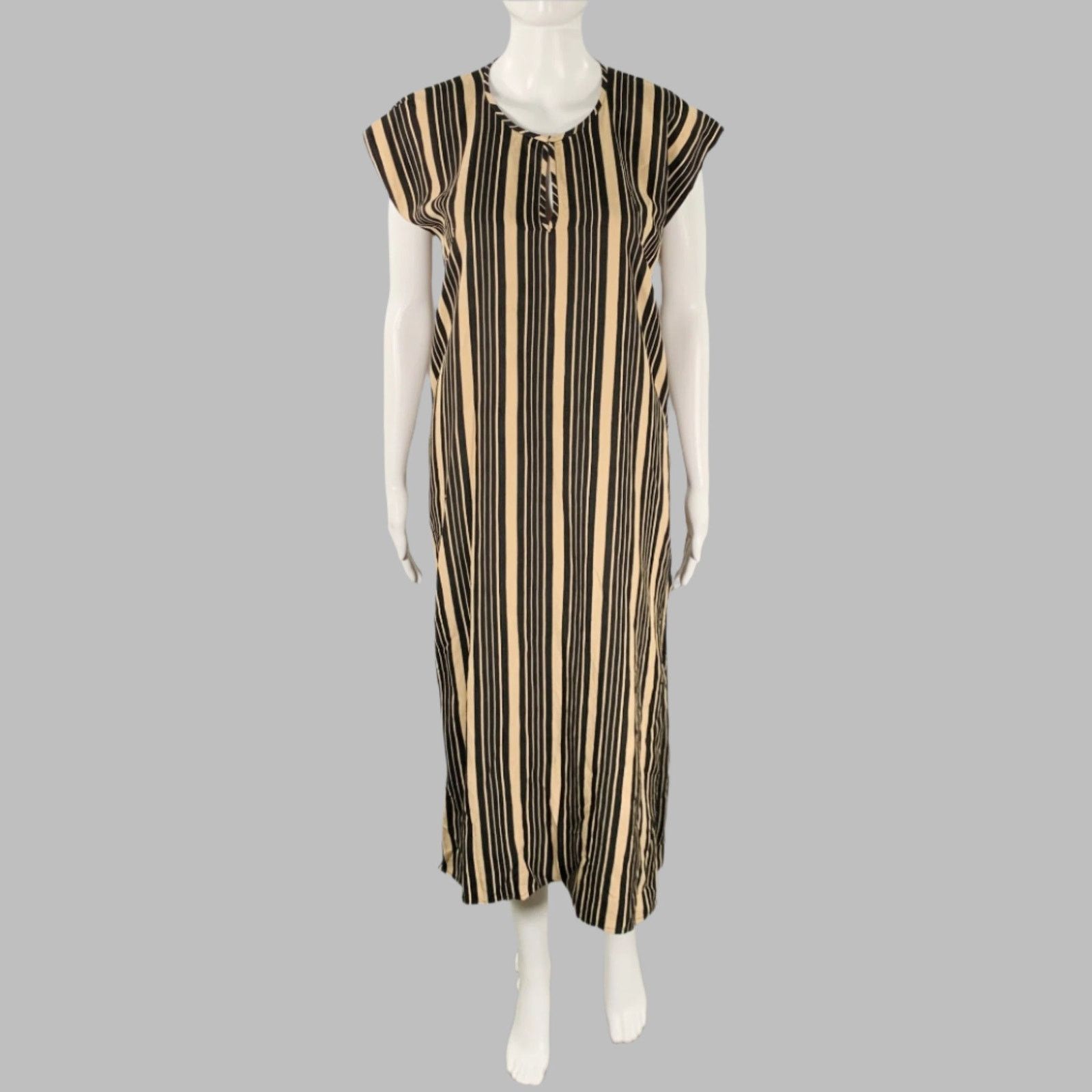 Other Size XS Black Beige Viscose Blend Stripe Tunic Long Dress Size XS / US 0-2 / IT 36-38 - 1 Thumbnail