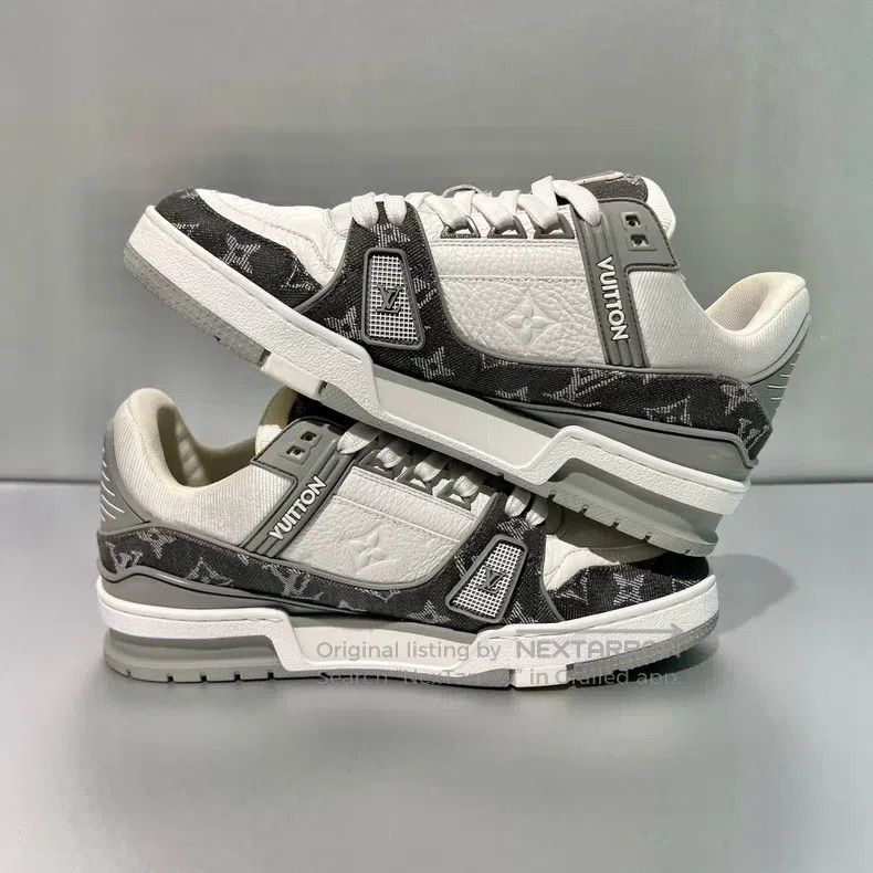 Louis Vuitton Louis Vuitton White and Grey denim shoes Size US 5 / EU 37 - 4 Thumbnail