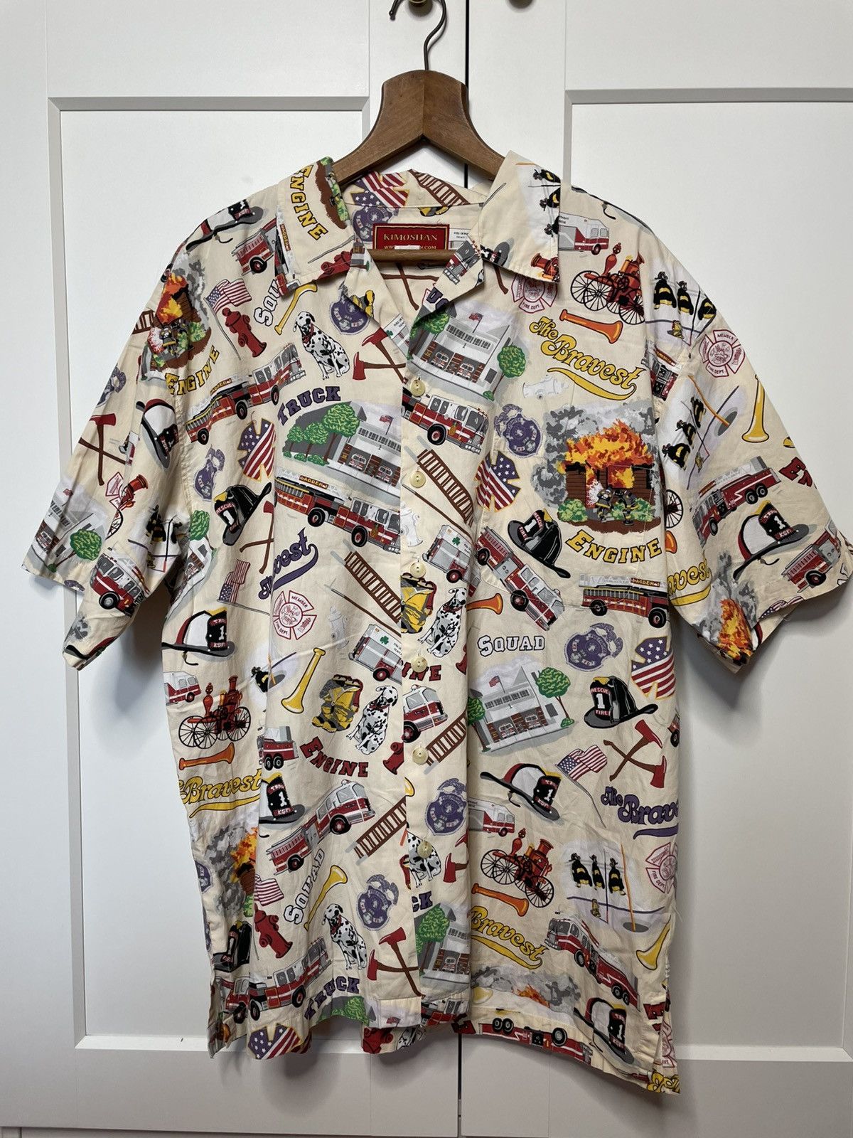 Vintage KIMOSHAN MEN’S FIREMAN COTTON BUTTON SHORT SLEEVE SHIRT Size US XL / EU 56 / 4 - 1 Thumbnail