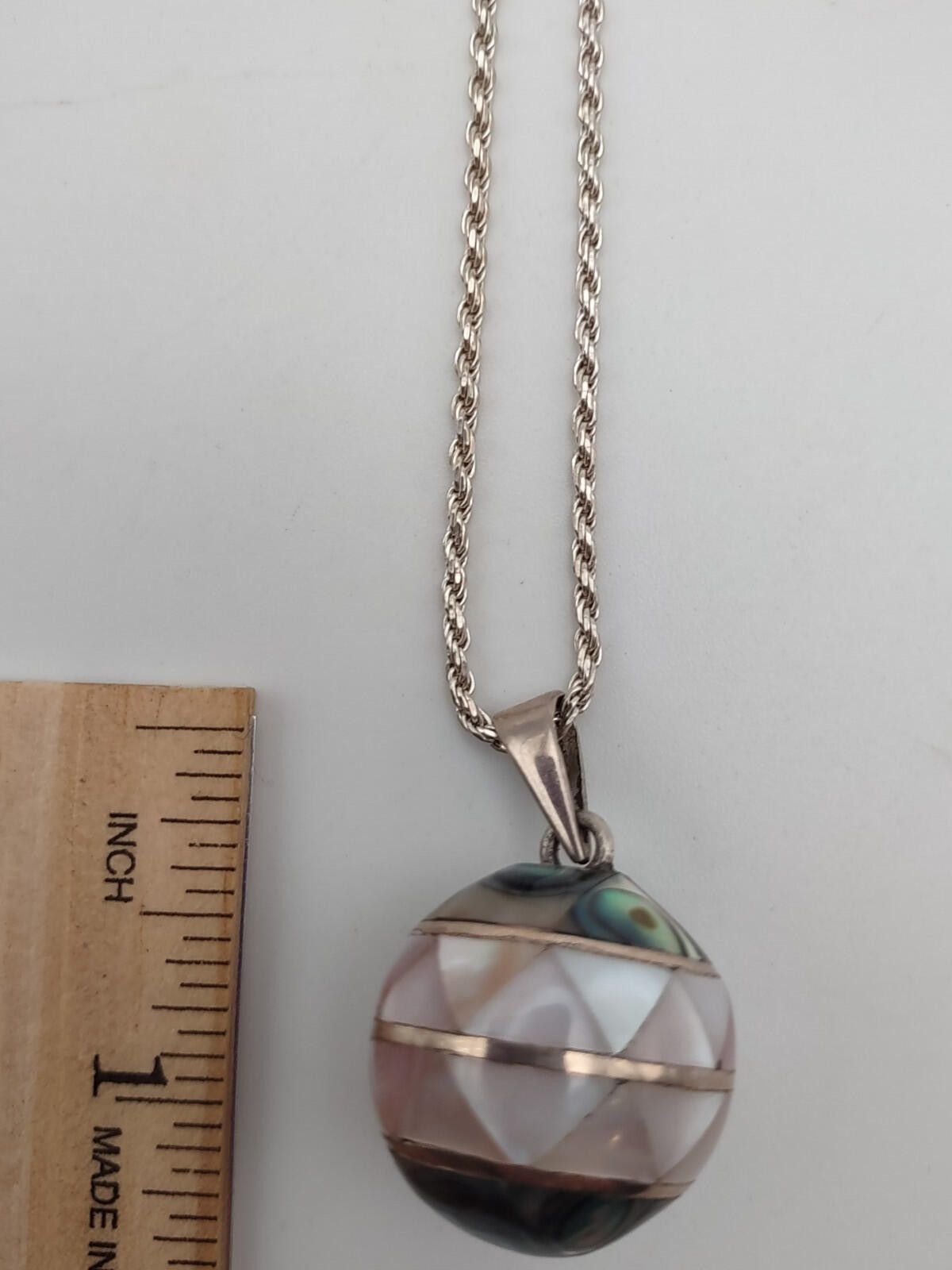 The Unbranded Brand Vintage Mexico 925 Silver Harmony Ball Inlay Necklace Size ONE SIZE - 4 Thumbnail