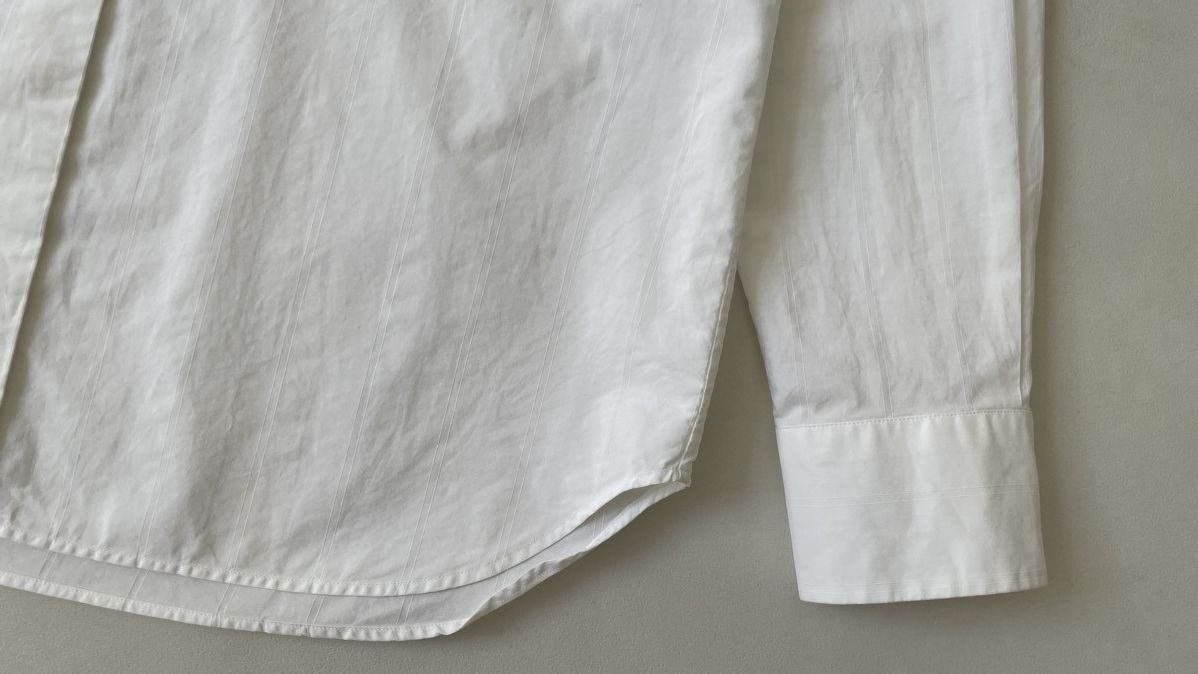 Ann Demeulemeester White Cotton Tonal Striped Shirt Size US M / EU 48-50 / 2 - 9 Thumbnail