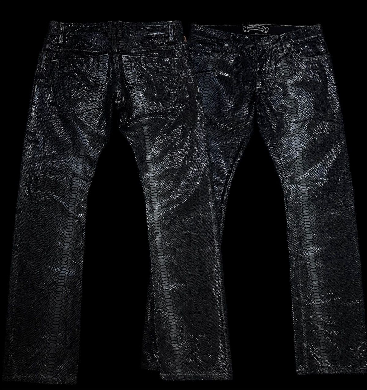 Robins Jeans Black Snake Skin robin Jeans Size US 33 - 3 Thumbnail