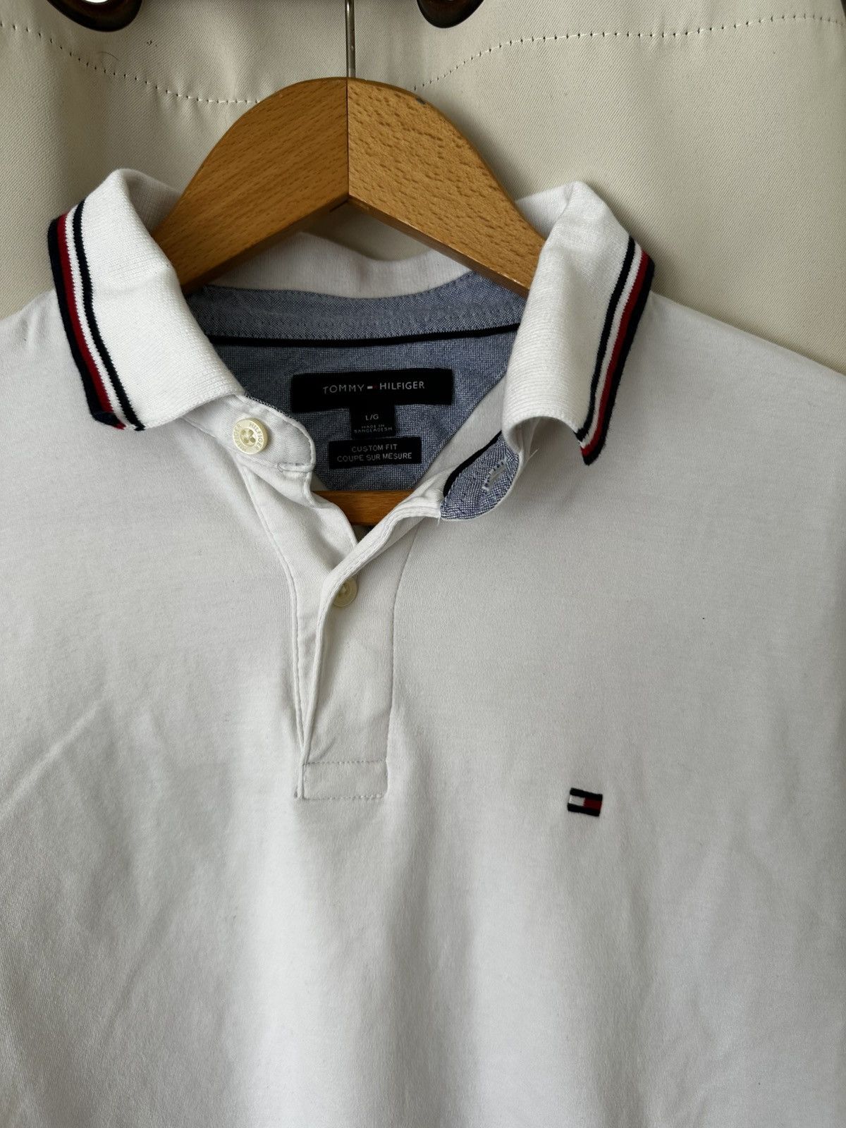 Tommy Hilfiger USED Men's Short Sleeve Polo Shirt White Size Large Size US L / EU 52-54 / 3 - 2 Thumbnail