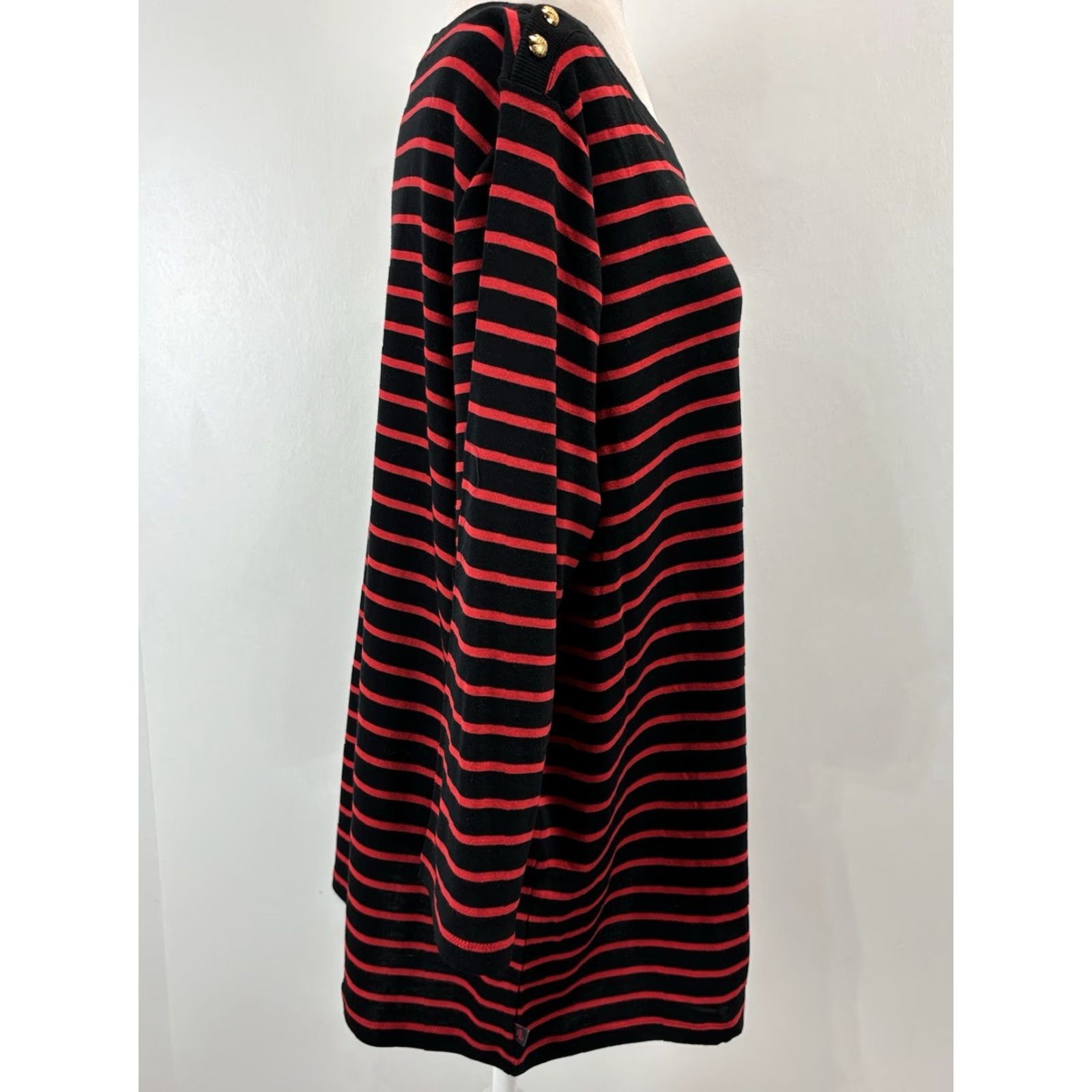 Ralph Lauren Lauren Ralph Lauren Boat Neck Shirt Sz 3X Plus Black Red Striped Gold Buttons Size XXL / US 16-18 / IT 52-54 - 4 Thumbnail