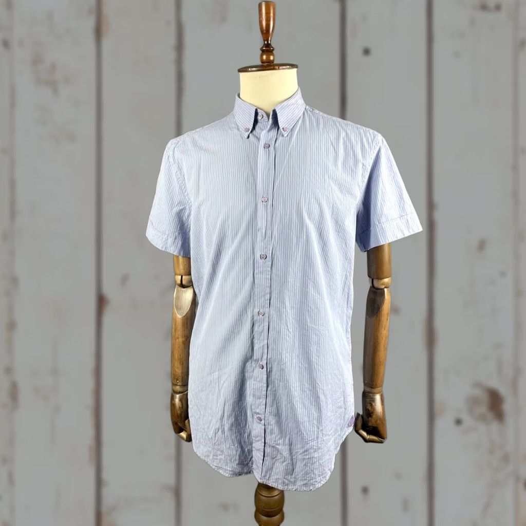 Diesel Diesel Mens Button-Down Shirt 2XL Blue Plaid Stretch Short Sleeve Outdoor Casual Business Formal Shirt Size US XXL / EU 58 / 5 - 1 Thumbnail