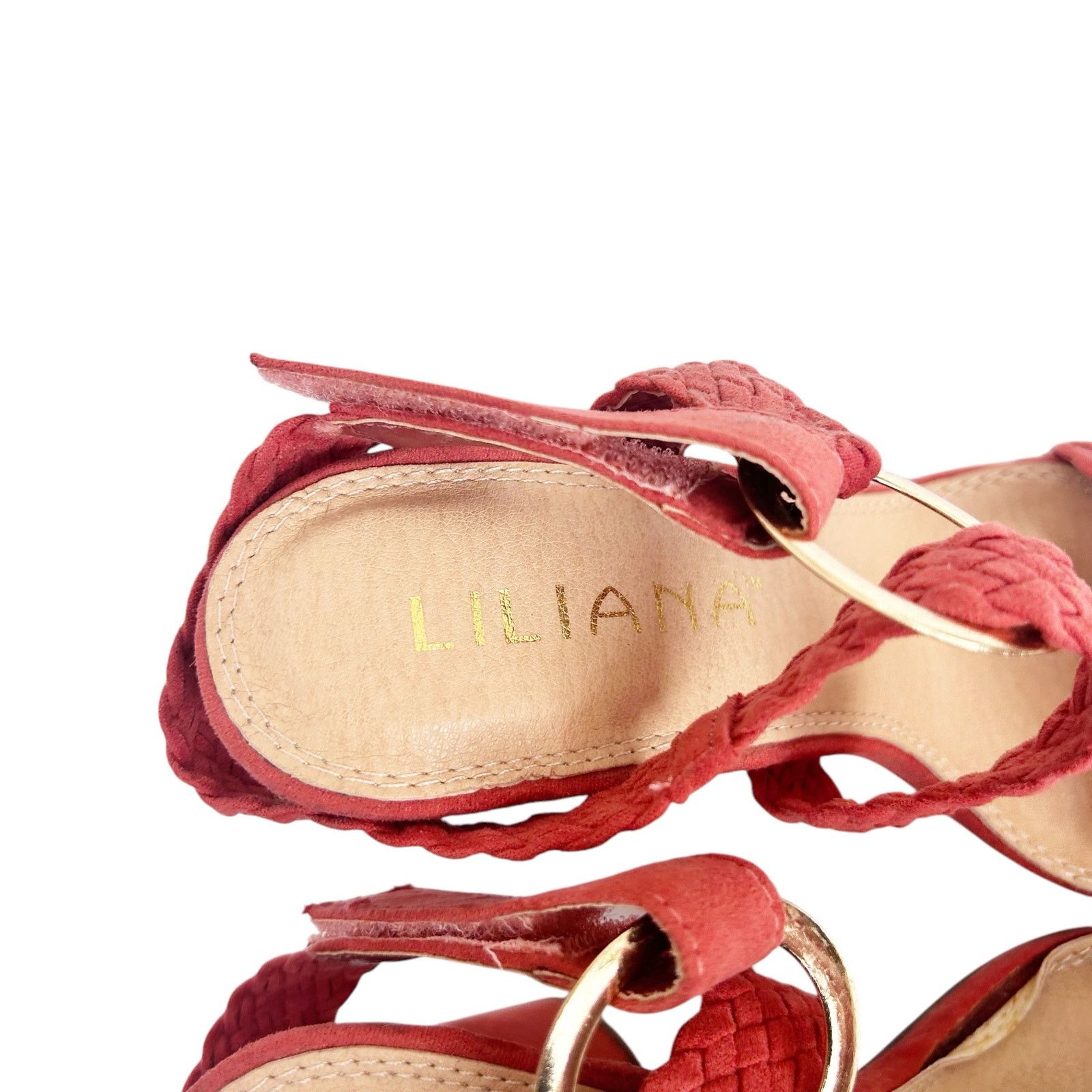 Other Liliana Orange Faux Suede Braided Strappy Heels Sz 5.5 Size US 5.5 / IT 35.5 - 3 Thumbnail