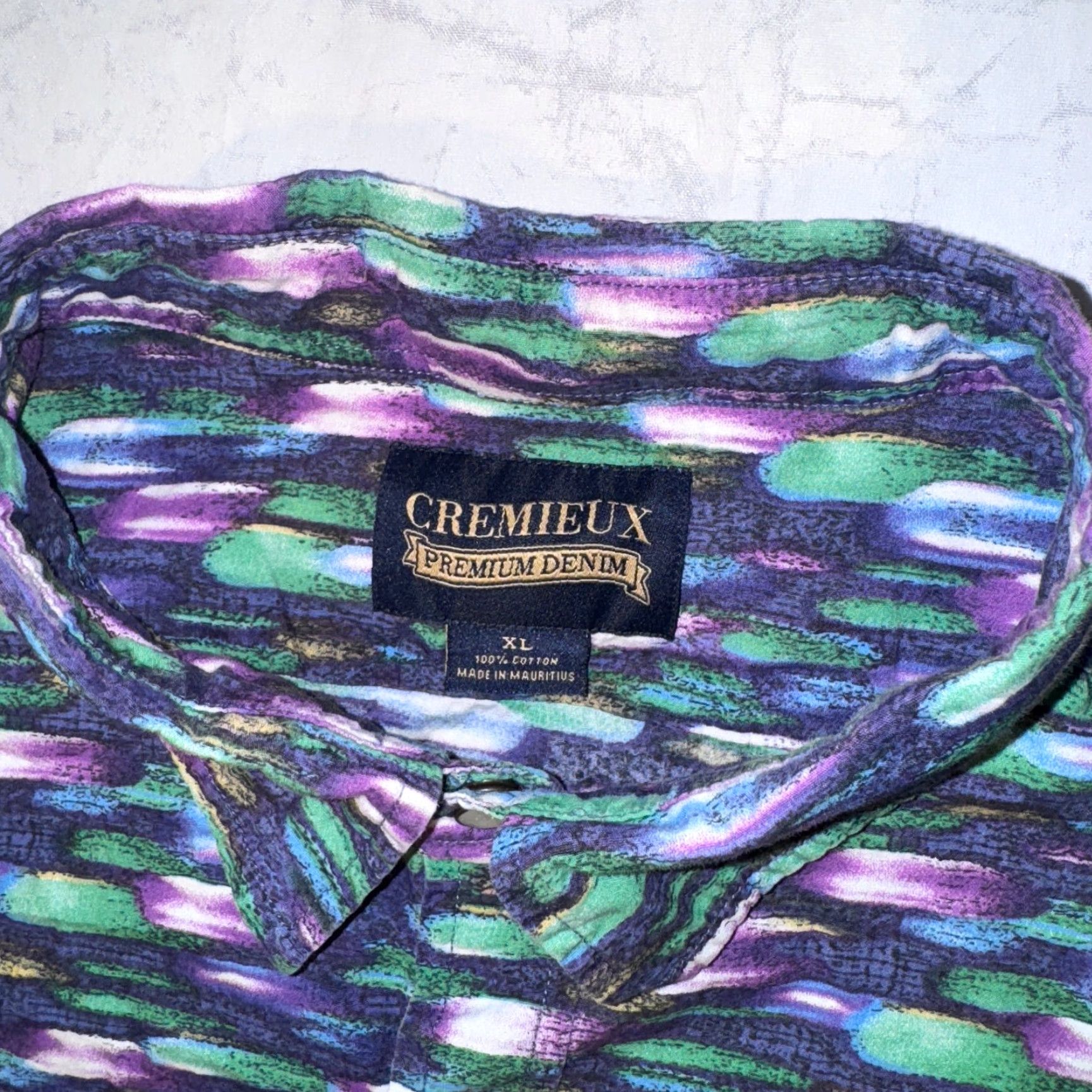 Cremieux Cremieux Shirt Button-Up XL Purple Cotton Art Print Logo Embroidered Classic Size US XL / EU 56 / 4 - 2 Thumbnail