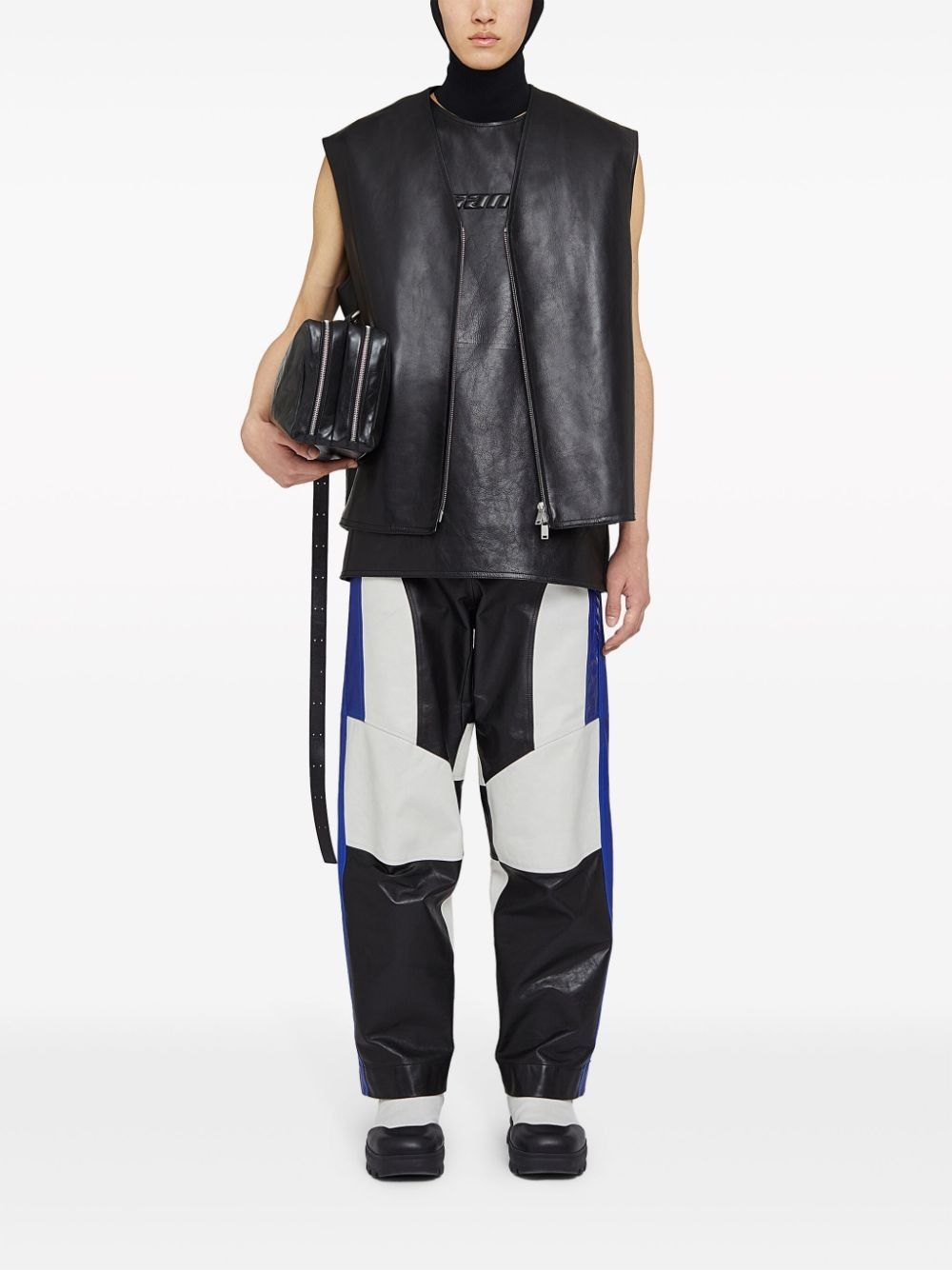 Jil Sander o1mt1gz0625 Zip-up Leather Gilet in Black Size US M / EU 48-50 / 2 - 2 Thumbnail