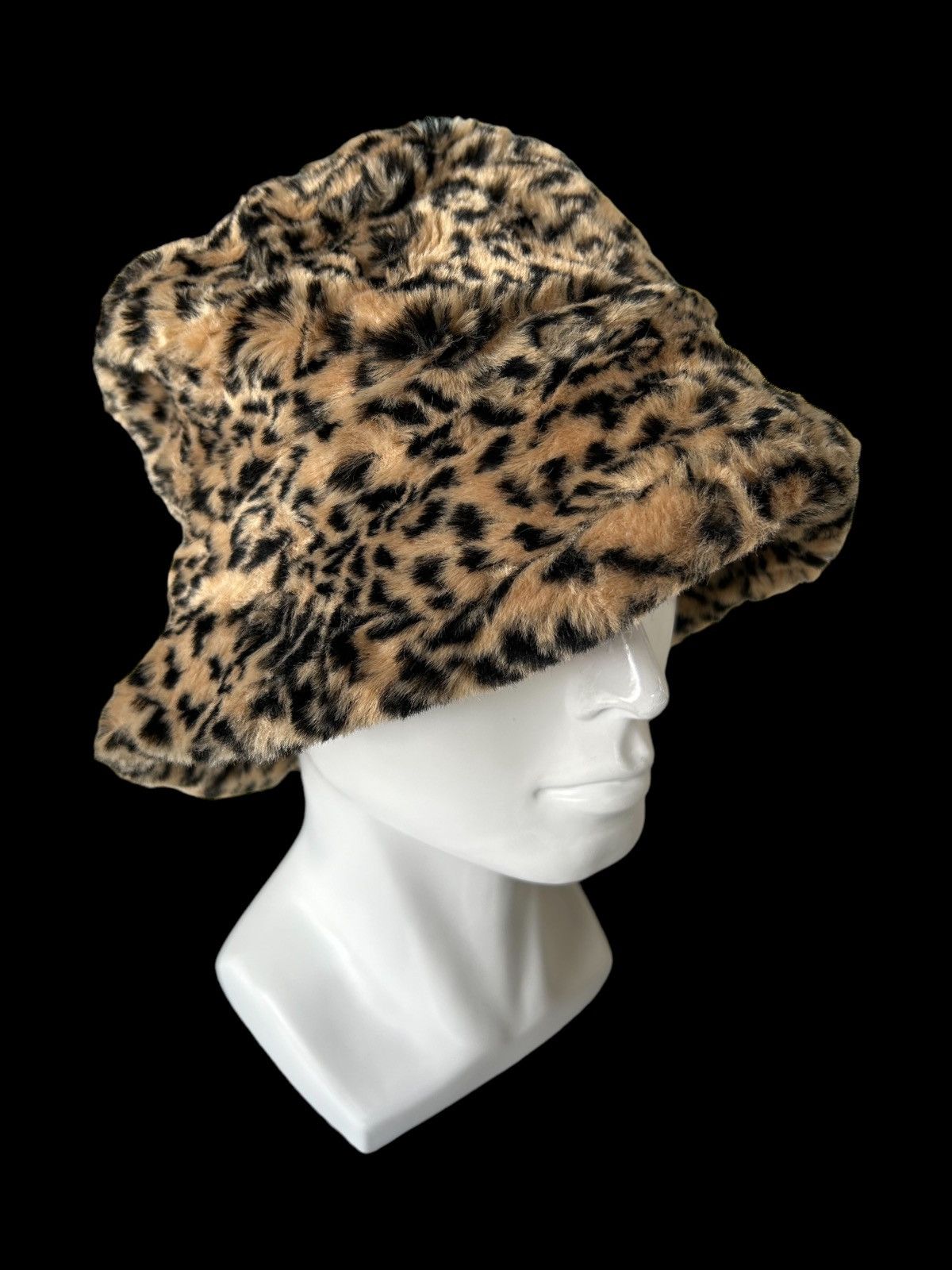 Vintage Leopard Fur Bucket Hats Rare Style