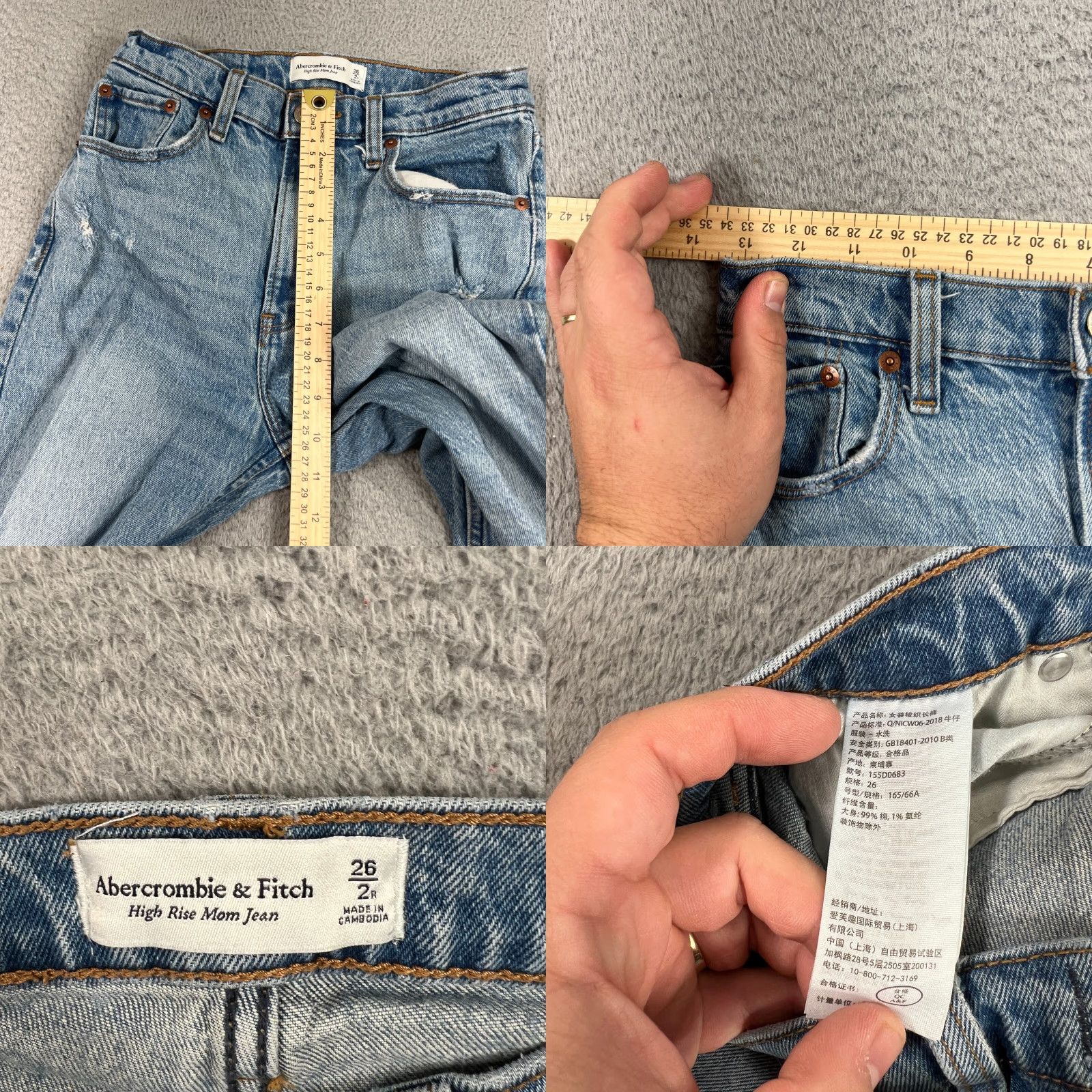 Abercrombie & Fitch Abercrombie & Fitch Mom Jeans Women's Size 2/26 Blue Denim Distressed High Rise Size 26" / US 2 / IT 38 - 8 Thumbnail