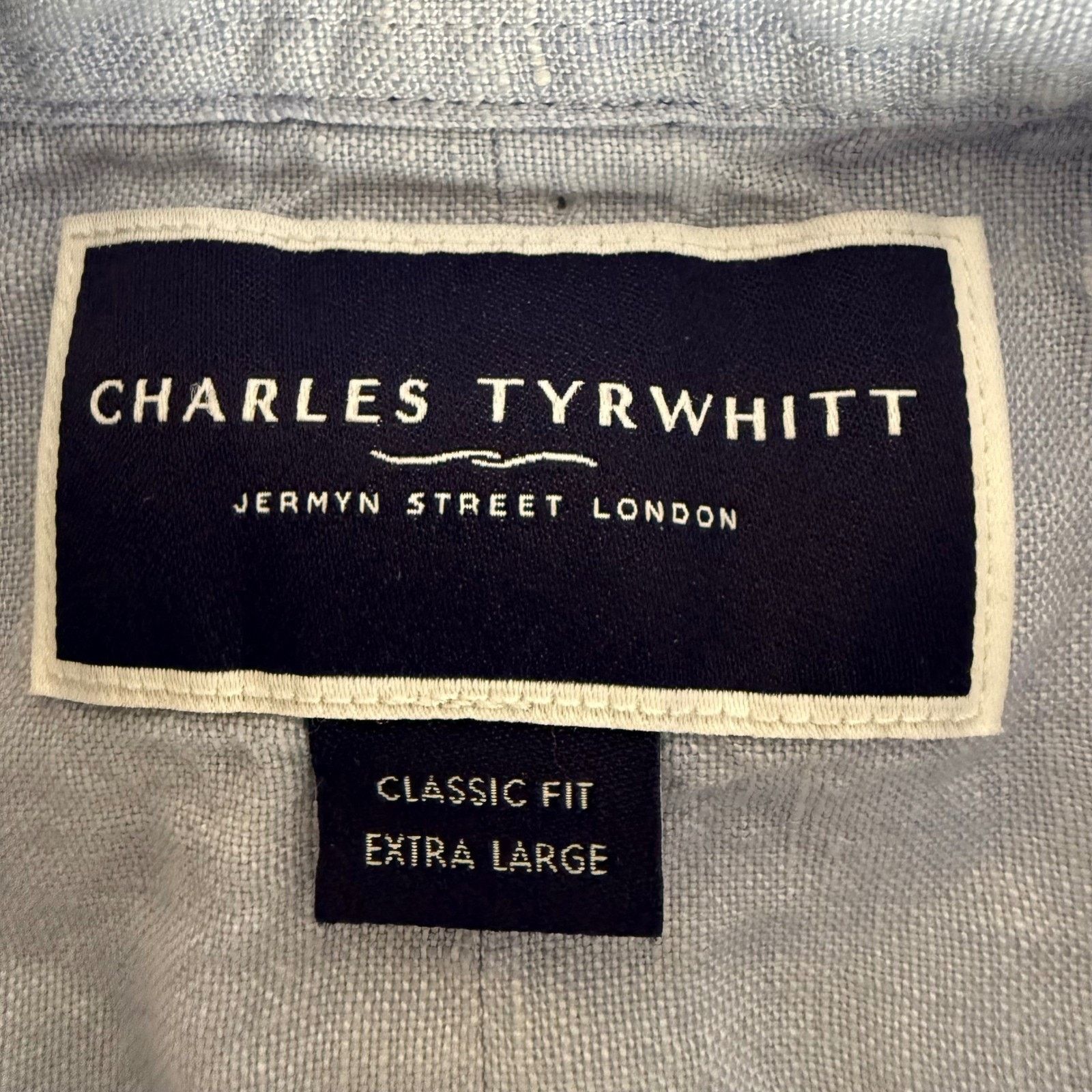 Charles Tyrwhitt Charles Tyrwhitt Mens XL Blue Linen Short Sleeve Shirt Size US XL / EU 56 / 4 - 2 Thumbnail