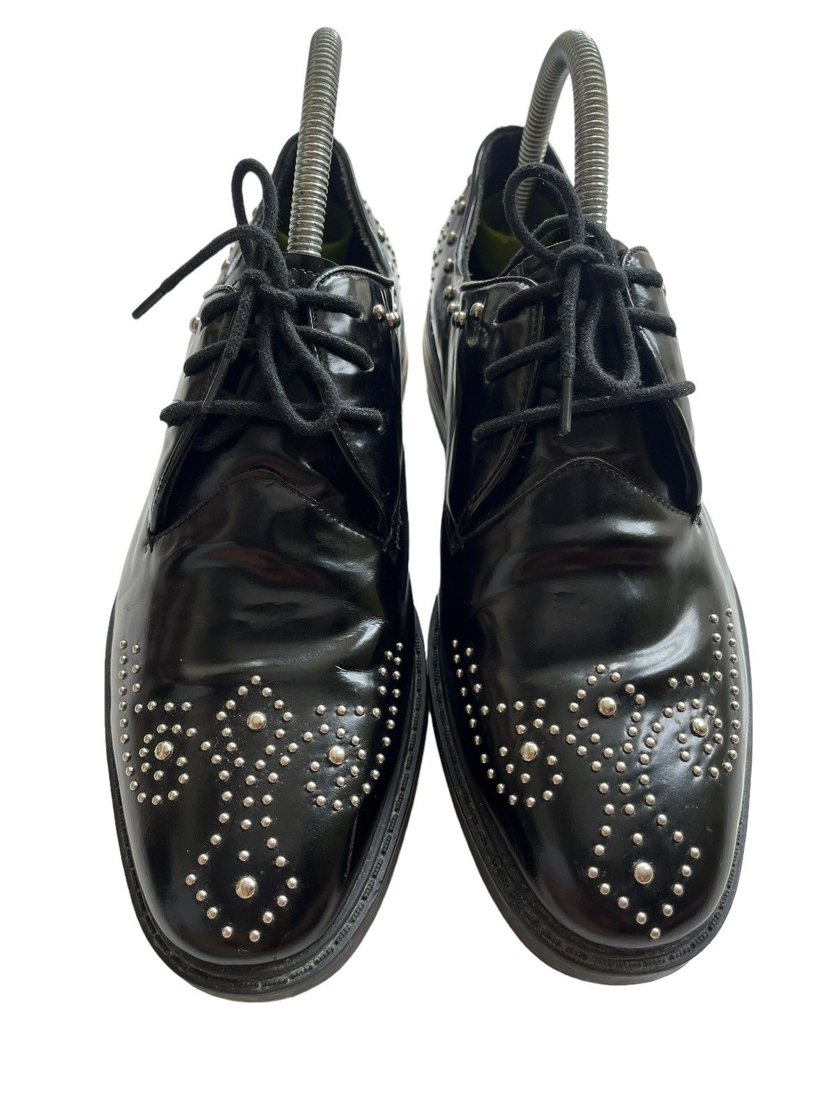 Prada Fancy Prada Oxford Wingtip Black Spazzolato Leather Size US 7 / EU 40 - 1 Thumbnail