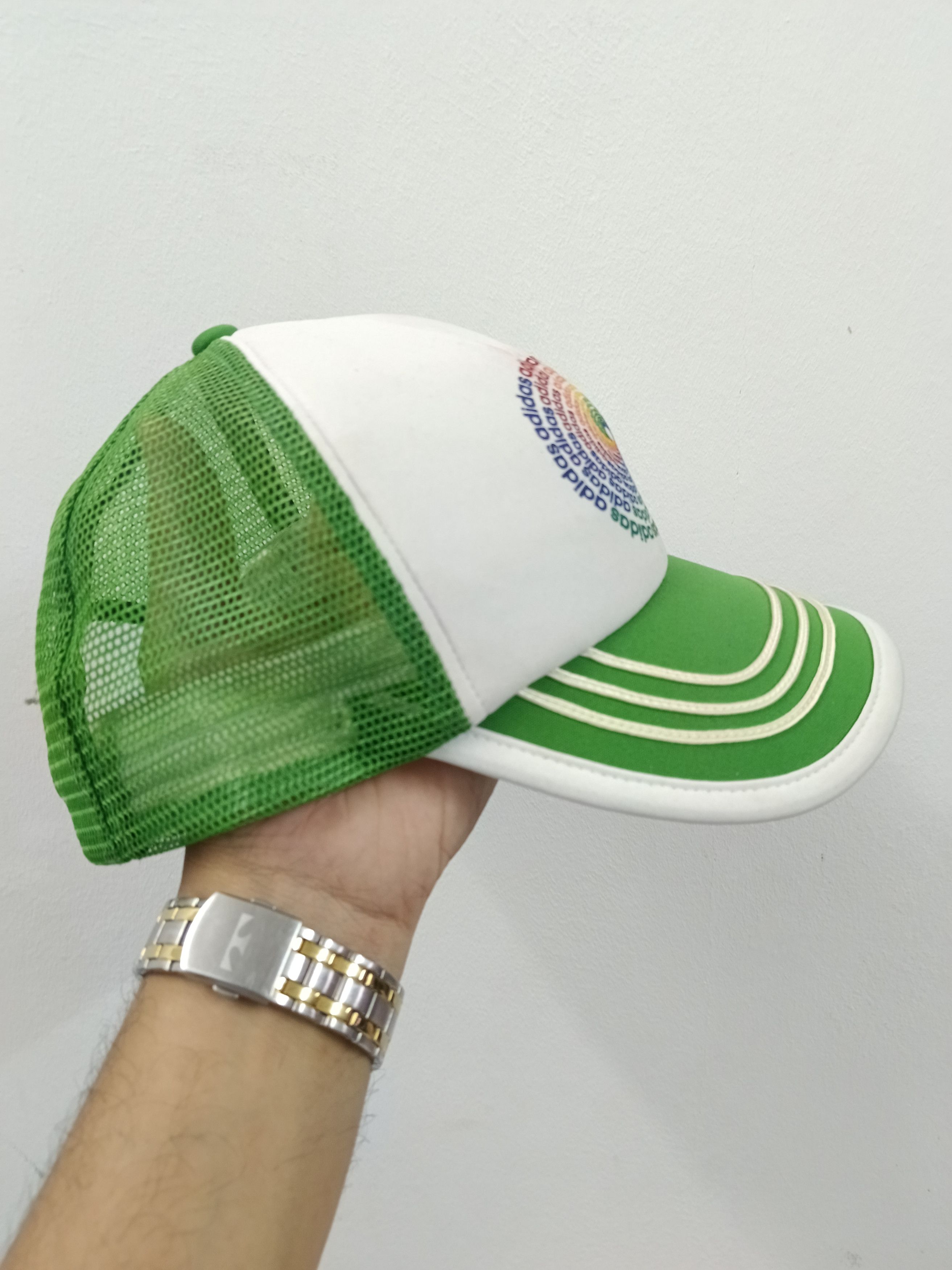 Adidas Vintage Adidas Trucker Hat Spellout Rainbow Spiral Logo Size ONE SIZE - 3 Thumbnail