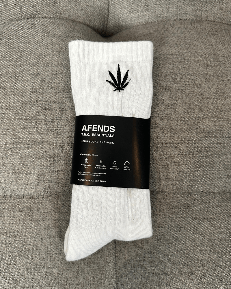 Afends BNWT Afends - Happy Hemp Weed Crew Socks / White Size ONE SIZE - 5 Thumbnail