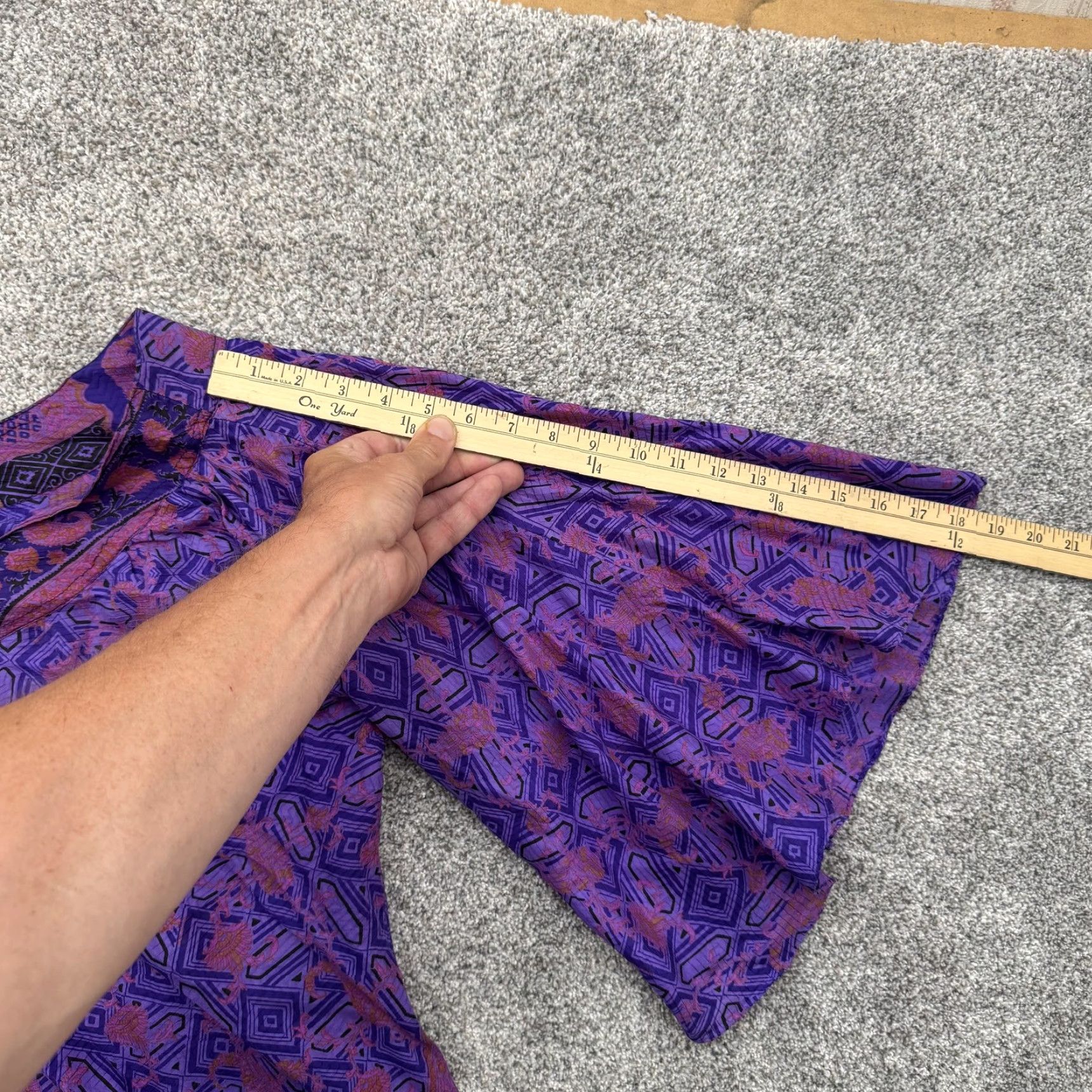 Vintage VINTAGE Boho Silk Blouse XL Purple Geometric Kimono Sleeve 3/4 Flutter V-Neck Women Adults Festival Whimsigoth Bohemian Size XL / US 12-14 / IT 48-50 - 6 Thumbnail