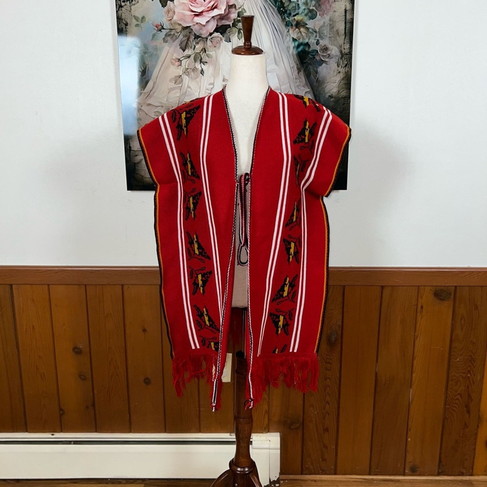 Vintage Super Cool Vintage Aztec Poncho! Size L / US 10 / IT 46 - 2 Thumbnail