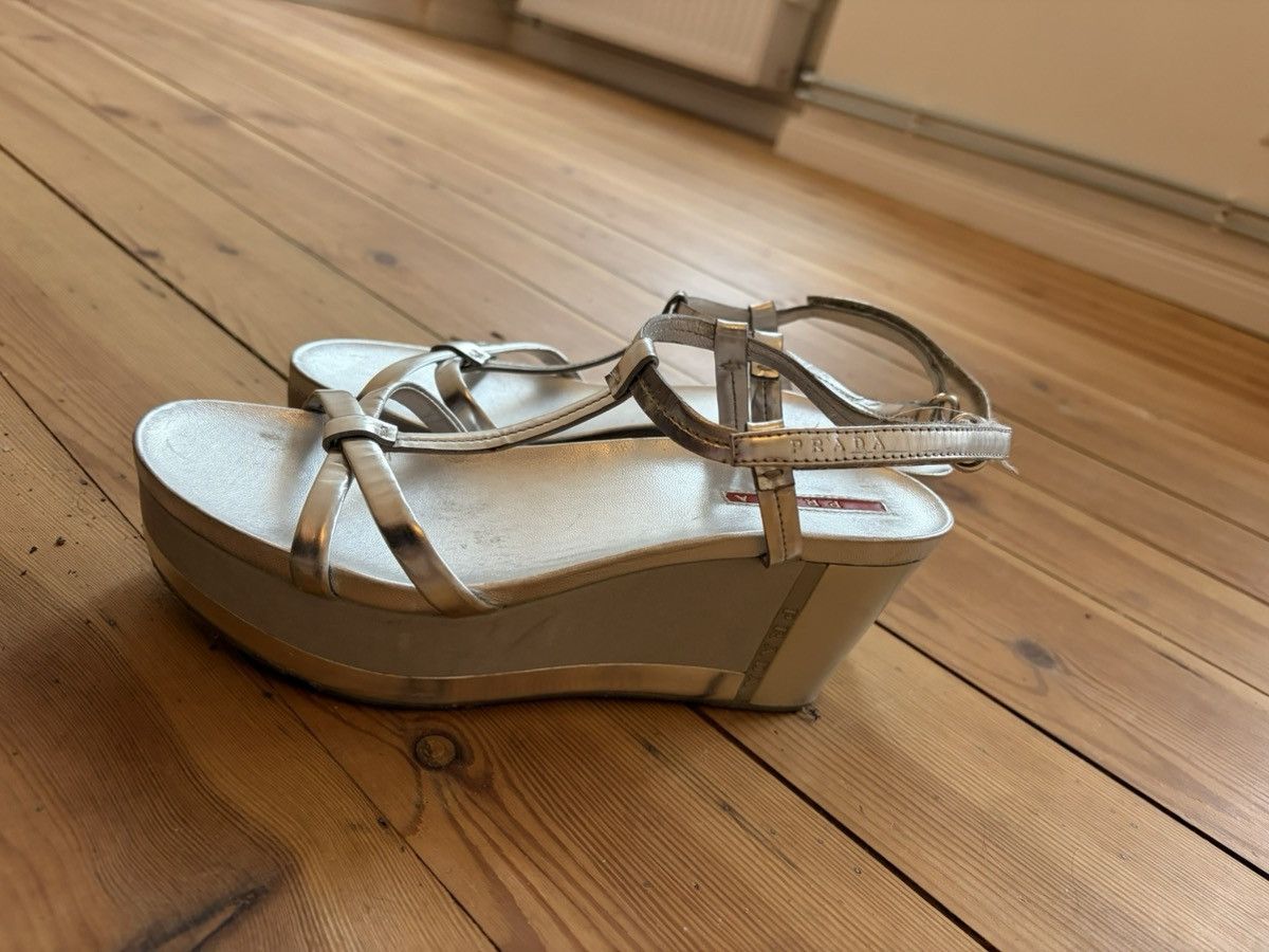 Prada Iconic Prada silver platform sandal Size US 7 / IT 37 - 2 Thumbnail