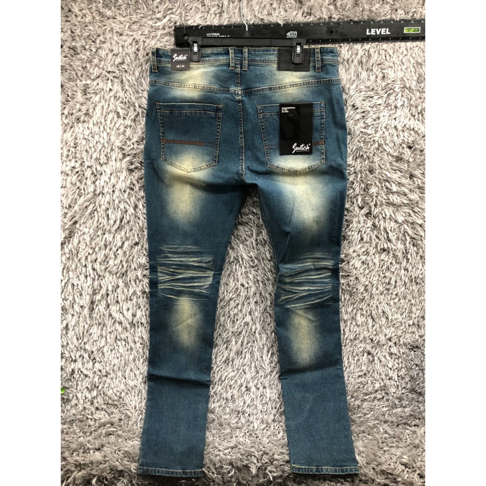 Vintage Switch Slim Tapered Jeans Size 40x34 Mens Mid Rise Acid Wash Blue Size US 40 / EU 56 - 4 Thumbnail