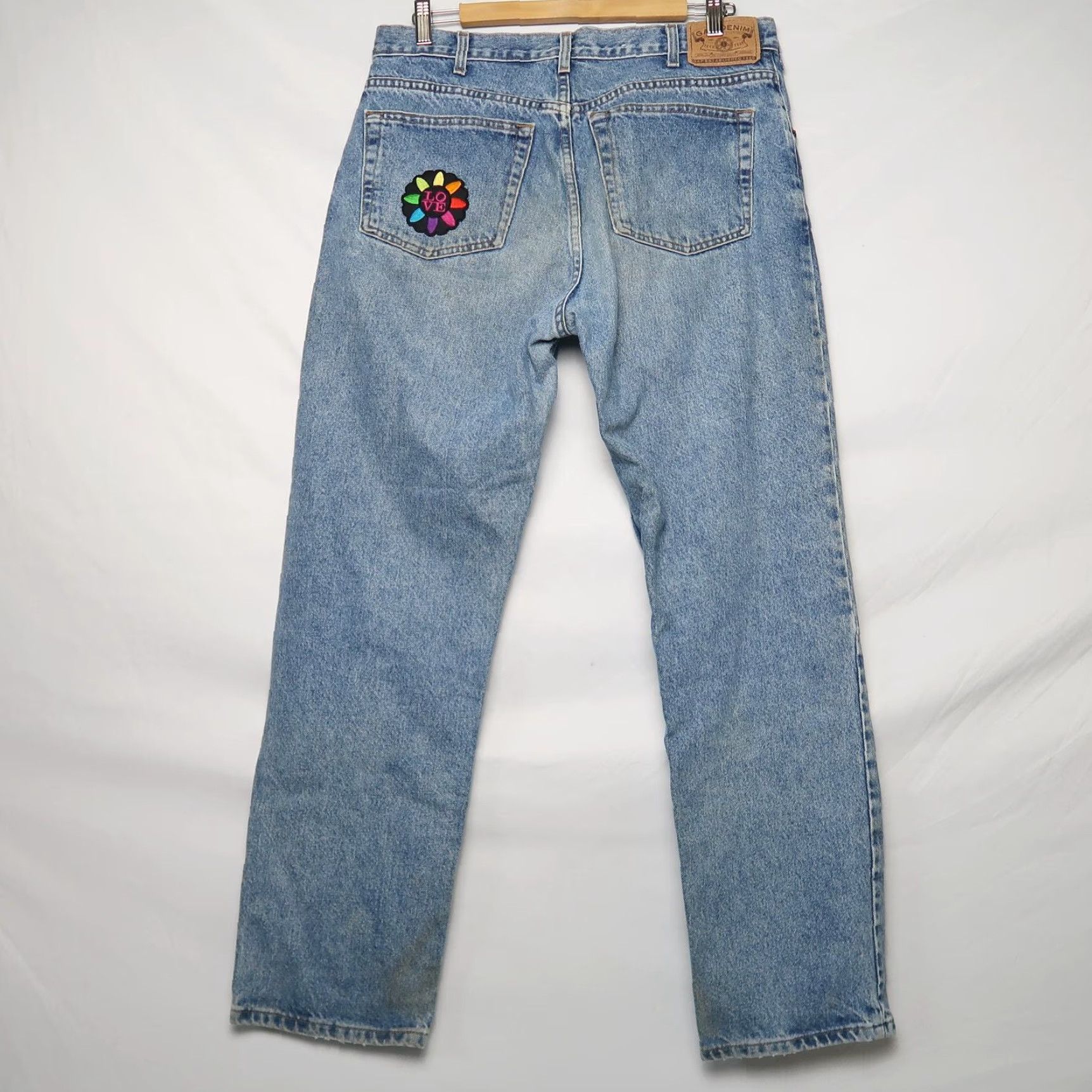 Gap VINTAGE Gap Jeans 90s Light Wash Blue Denim Straight Leg Patches 36 Mens 30 Inseam Grunge Size US 36 / EU 52 - 4 Thumbnail