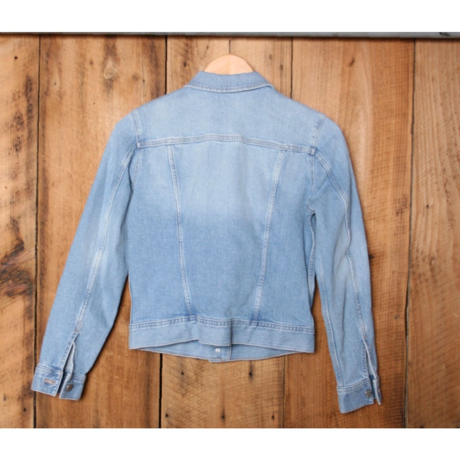 J.Crew VINTAGE J.CREW Re-Imagined Blue Stretch Denim Trucker Jean Jacket Womens XXS Size 24" / US 00 / IT 34 - 5 Thumbnail
