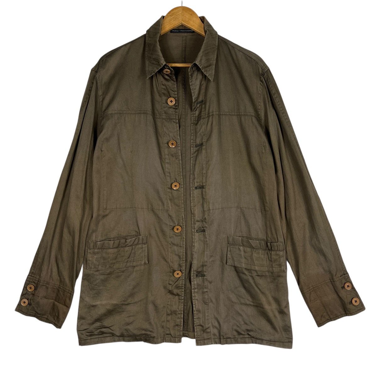Yohji Yamamoto Yohji Yamamoto Dark Green Cotton Chore Jacket Size US L / EU 52-54 / 3 - 5 Thumbnail