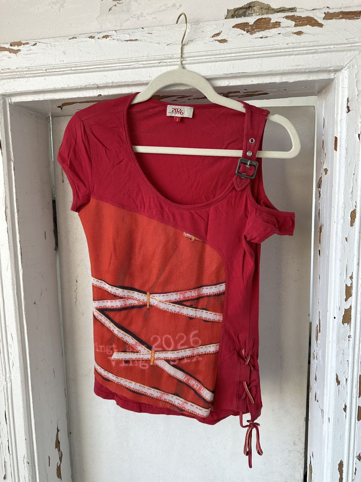 Beauty Beast × If Six Was Nine × Vintage Y2K Vintage Red Printed Top Size S / US 4 / IT 40 - 1 Thumbnail