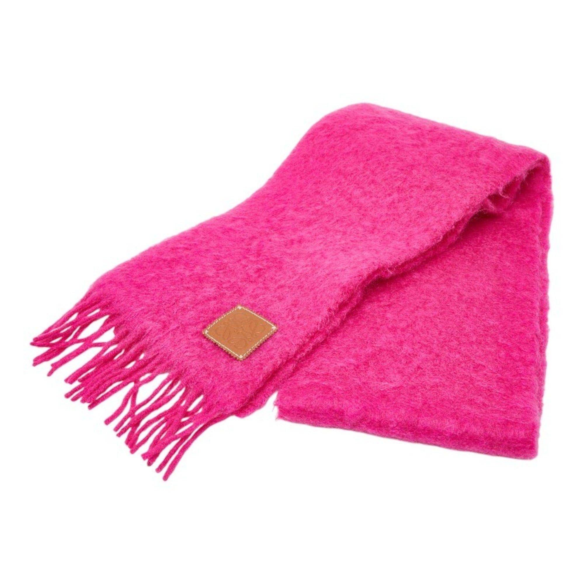 LOEWE Anagram Scarf Pink Wool Nylon and Mohair Women's