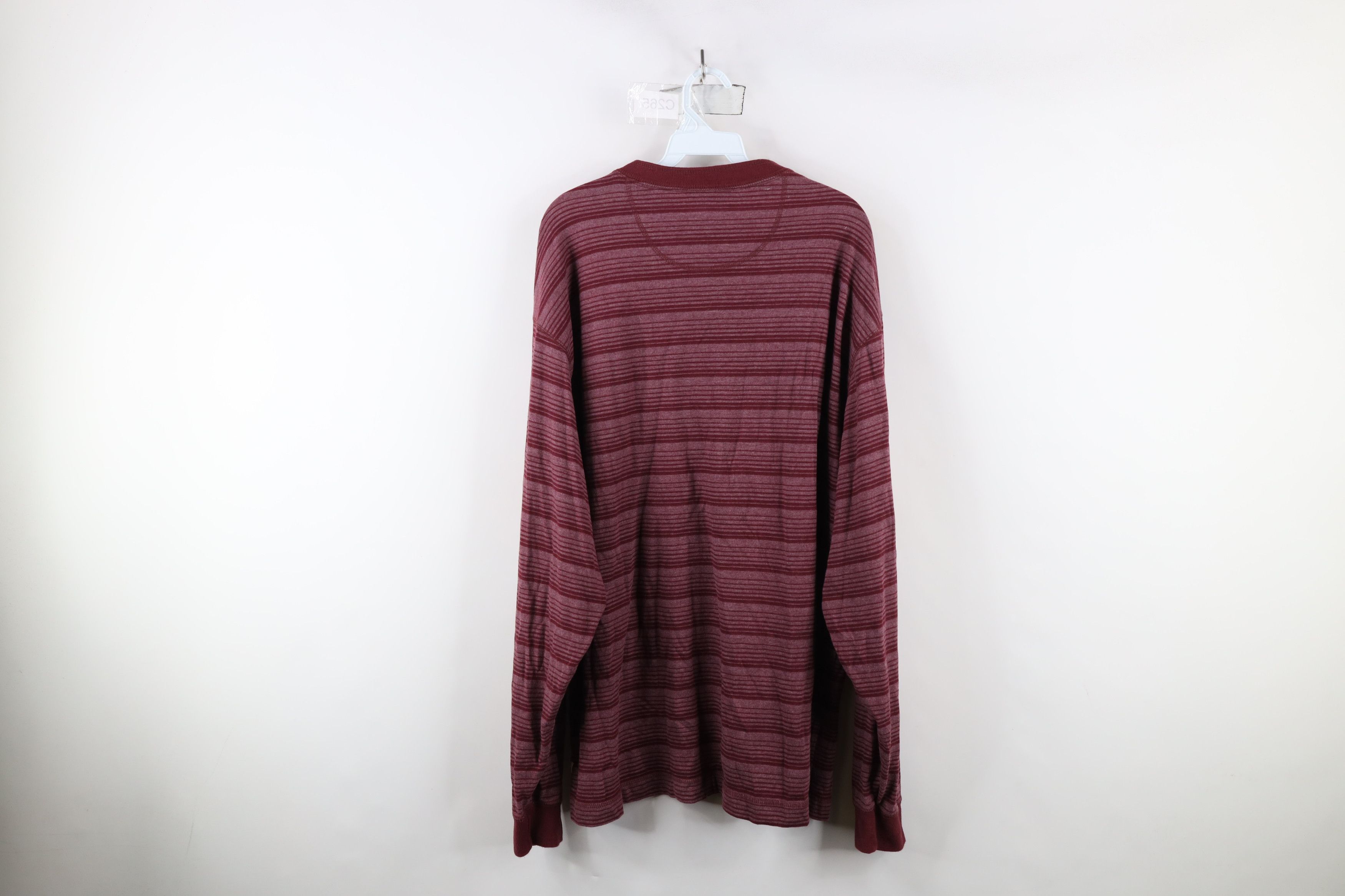 Levi's × Vintage Vintage 90s Levis Striped Long Sleeve Henley T-Shirt Red USA Size US XL / EU 56 / 4 - 11 Thumbnail