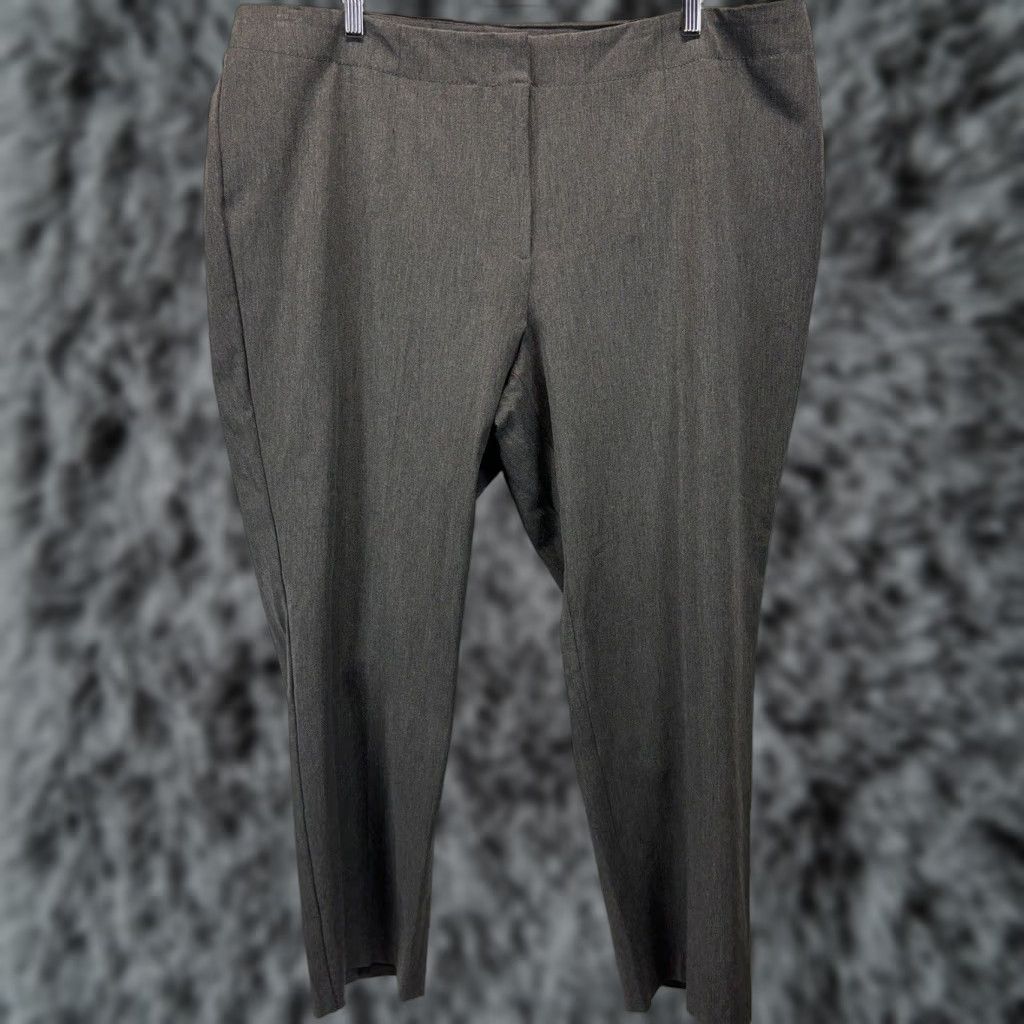 Talbots TALBOTS Dress Pants Women 22W Plus Flat Front Stretch Grey Polyester Blend Classic Career Capsule Dress Pants Womens Size 40" / US 18 - 1 Thumbnail
