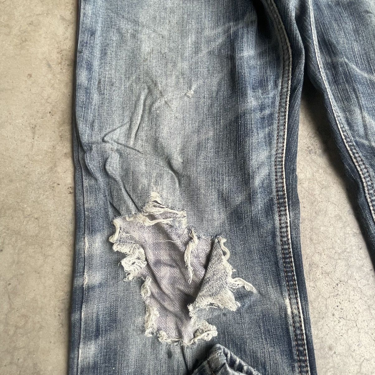 Edwin 🔥Vintage Edwin Edge Of Blue Stoned Washed Distress Jeans Size US 34 / EU 50 - 10 Thumbnail