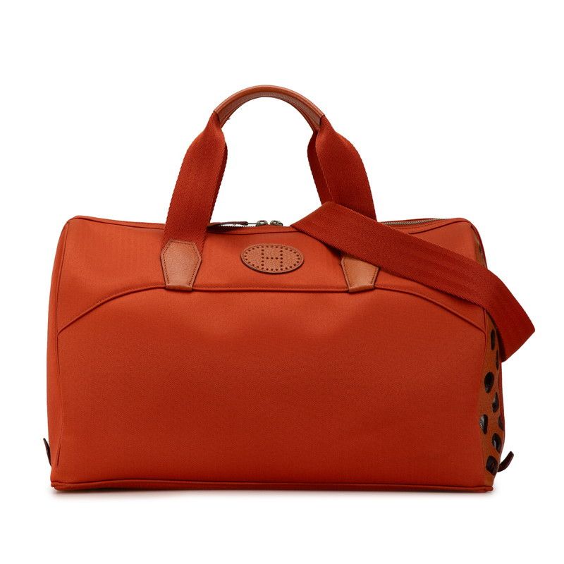 Hermes Hermes Hermes Pet Dog Carrier Bag Orange Toile Chevron Canvas Pet Bag in Very Good Condition Size ONE SIZE - 1 Thumbnail