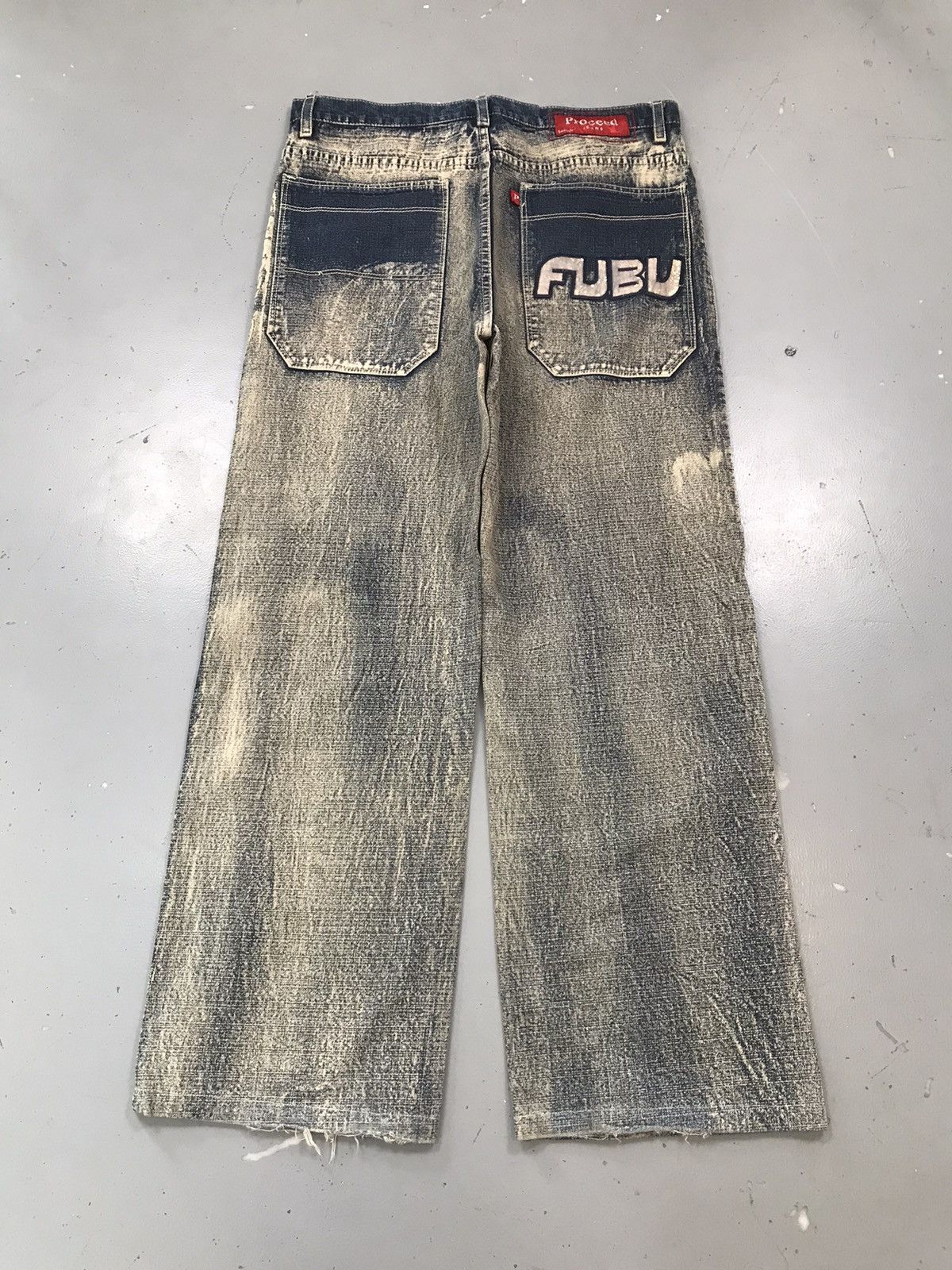 Fubu × Vintage Rare vintage fubu proceed bleached denim Size US 36 / EU 52 - 1 Thumbnail