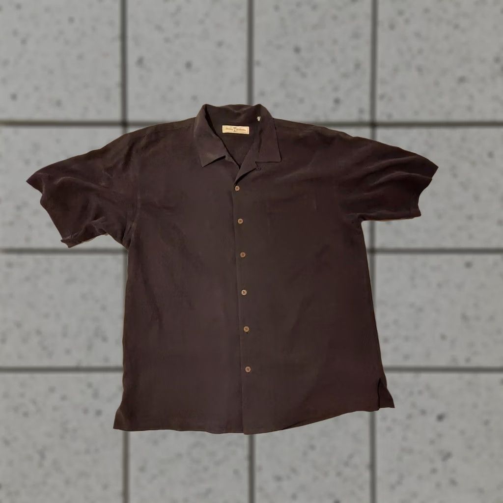 Tommy Bahama Tommy Bahama Shirt Silk Black Large Button Short Sleeve Mens Size 42R - 1 Thumbnail