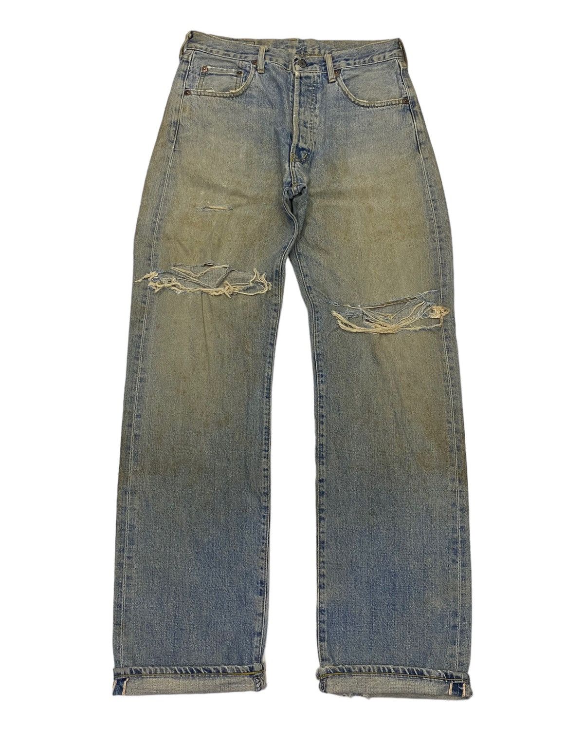 image of Levis 503B Big E Selvedge Distressed Denim Jeans Japan in Blue, Men's (Size 30)