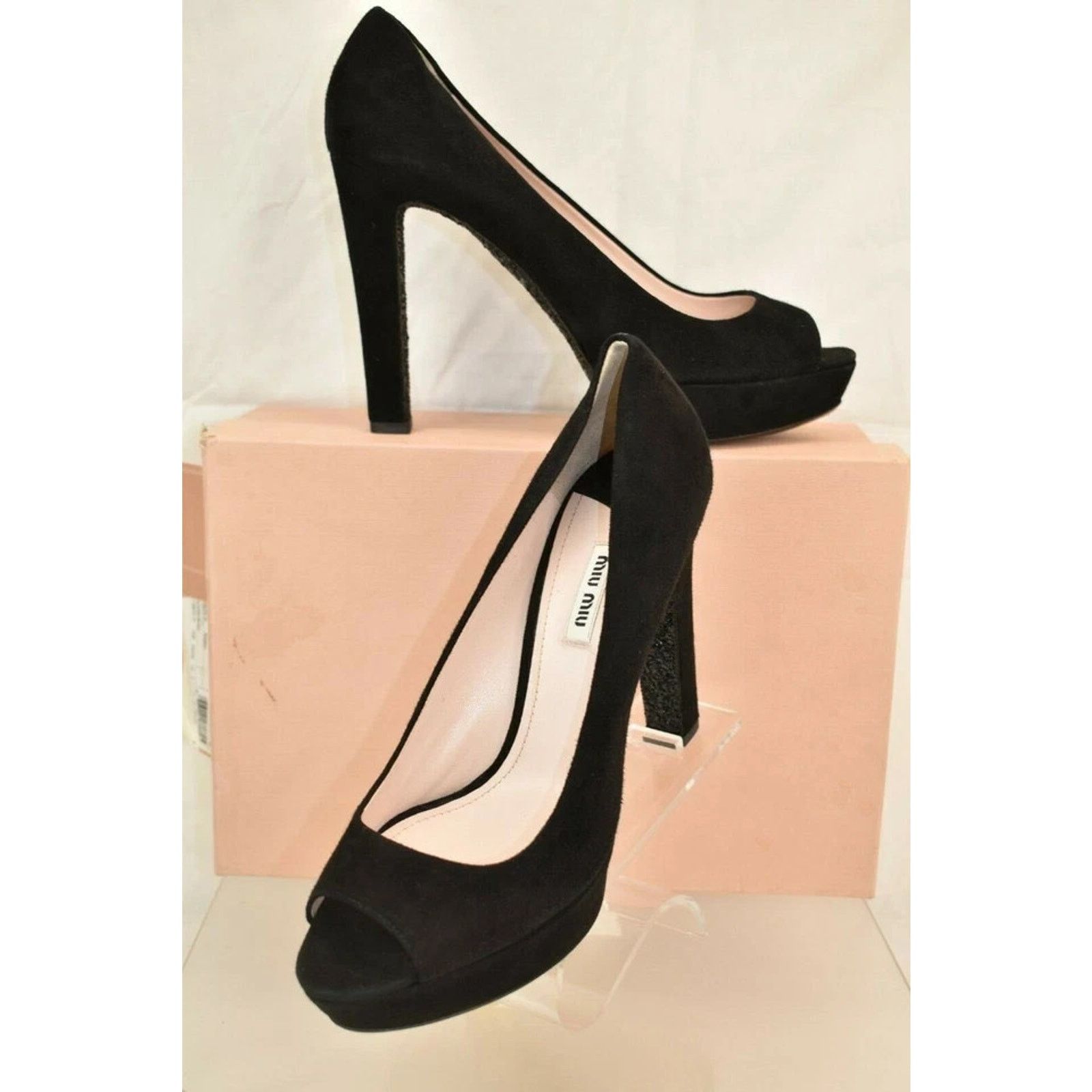 Miu Miu MIU MIU PRADA 5KP21 BLACK SUEDE GLITTER SOLES PUMPS 41 ITALY Size US 11 / IT 41 - 1 Thumbnail