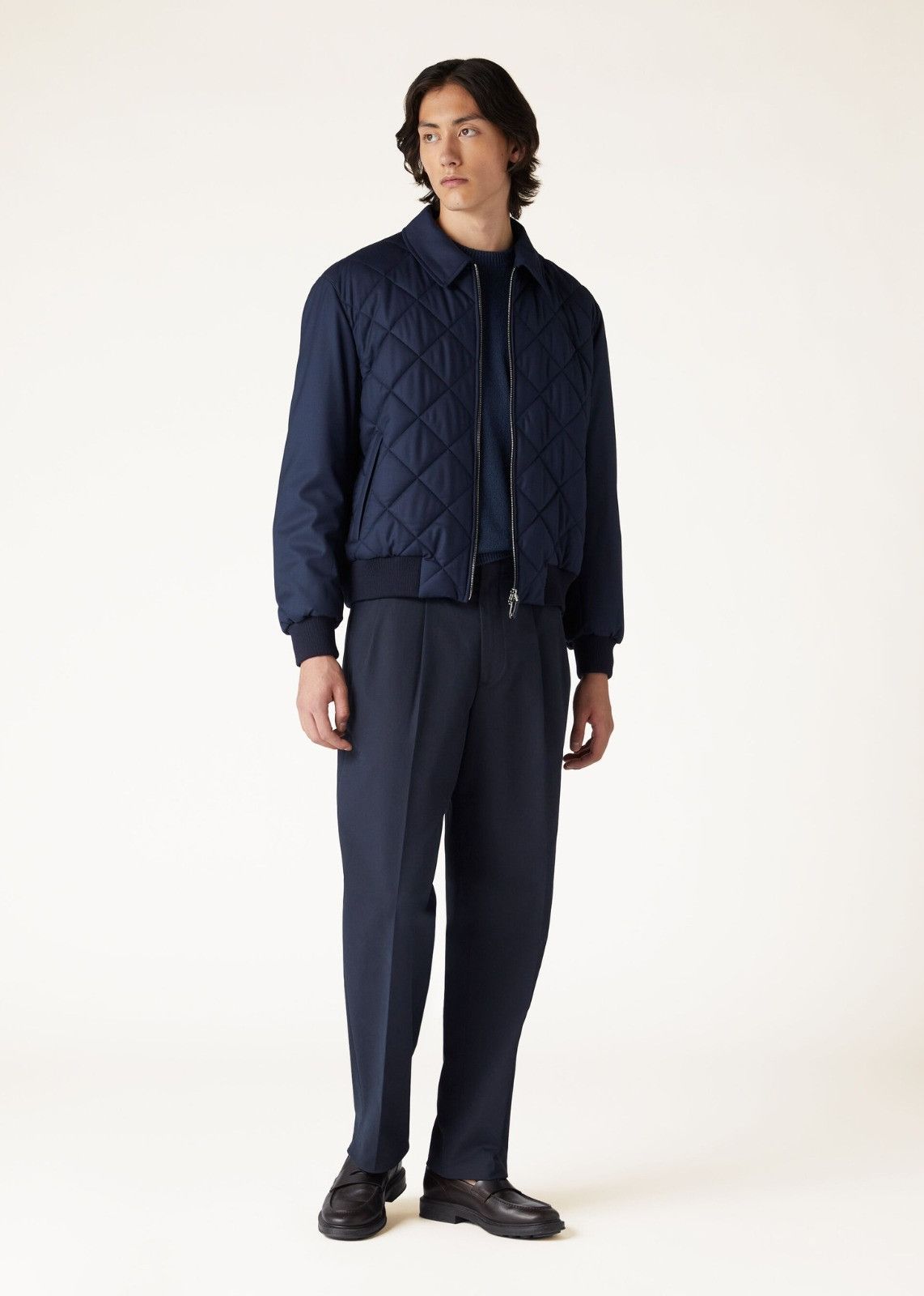 Loro Piana o1srvl11e0125 Ampay Tasmanian Bomber Jacket in Navy Blue Size US XL / EU 56 / 4 - 7 Thumbnail