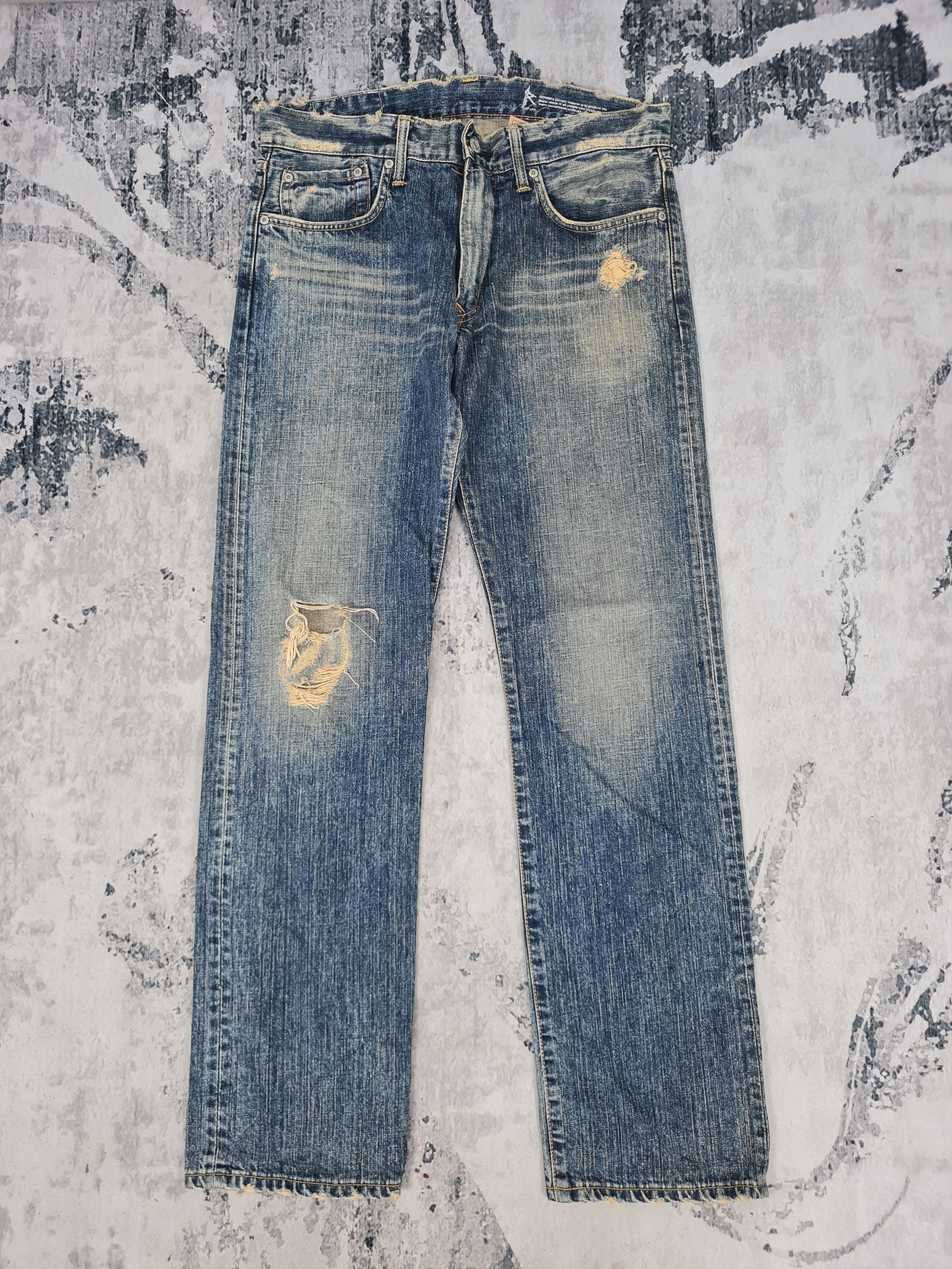 image of Distressed Denim x Edwin VTG Edwin 503R Faded Distressed Jeans Size 34X33 Jb0144 in Blue, Men's