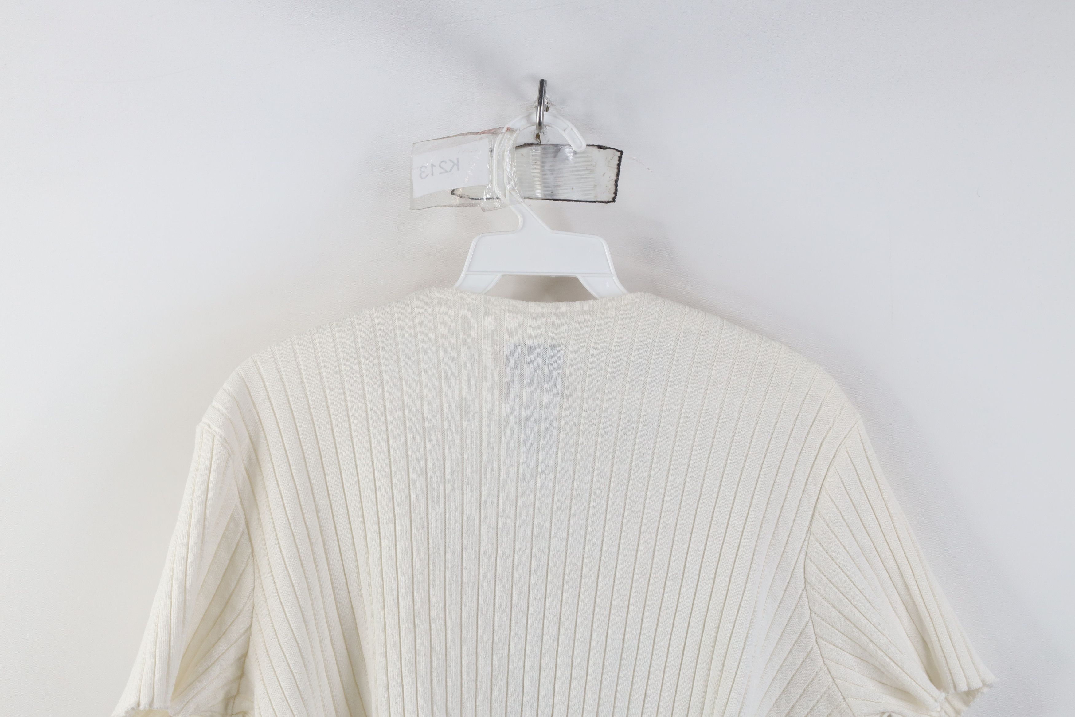 Vintage Vintage 90s Y2K Babydoll Ribbed Knit Cropped Shirt White Size XL / US 12-14 / IT 48-50 - 10 Thumbnail