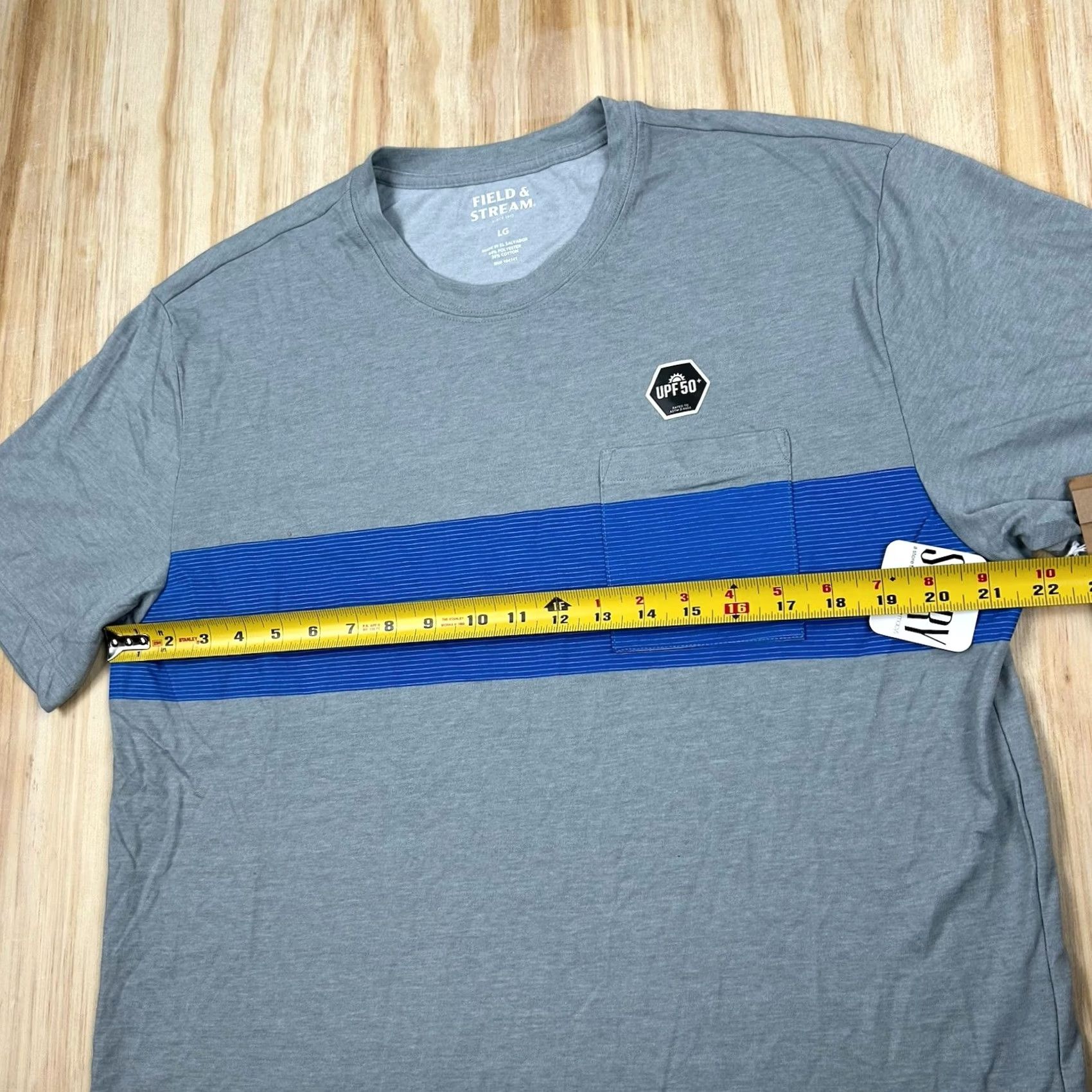 Vintage Field & Stream Deep Runner Short Sleeve Pocket Tee UPF 50 Gray Stripe L Men Size US 33 - 7 Thumbnail