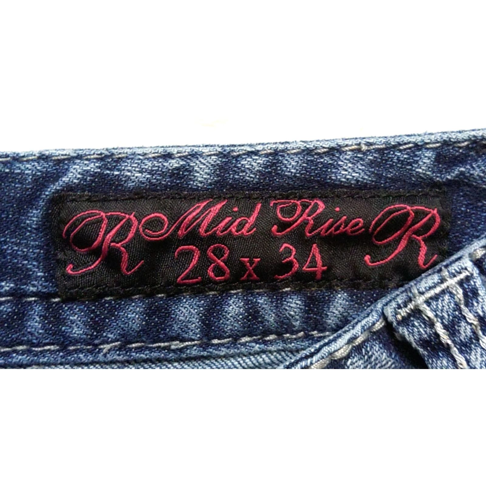 Denime Rock & Roll Cowgirl Jeans Bootcut 28x34 Women Dark Wash Denim Mid Rise Western Embroidered Logo 5-Pocket Stretch Cotton Country: China Size 28" / US 6 / IT 42 - 6 Thumbnail