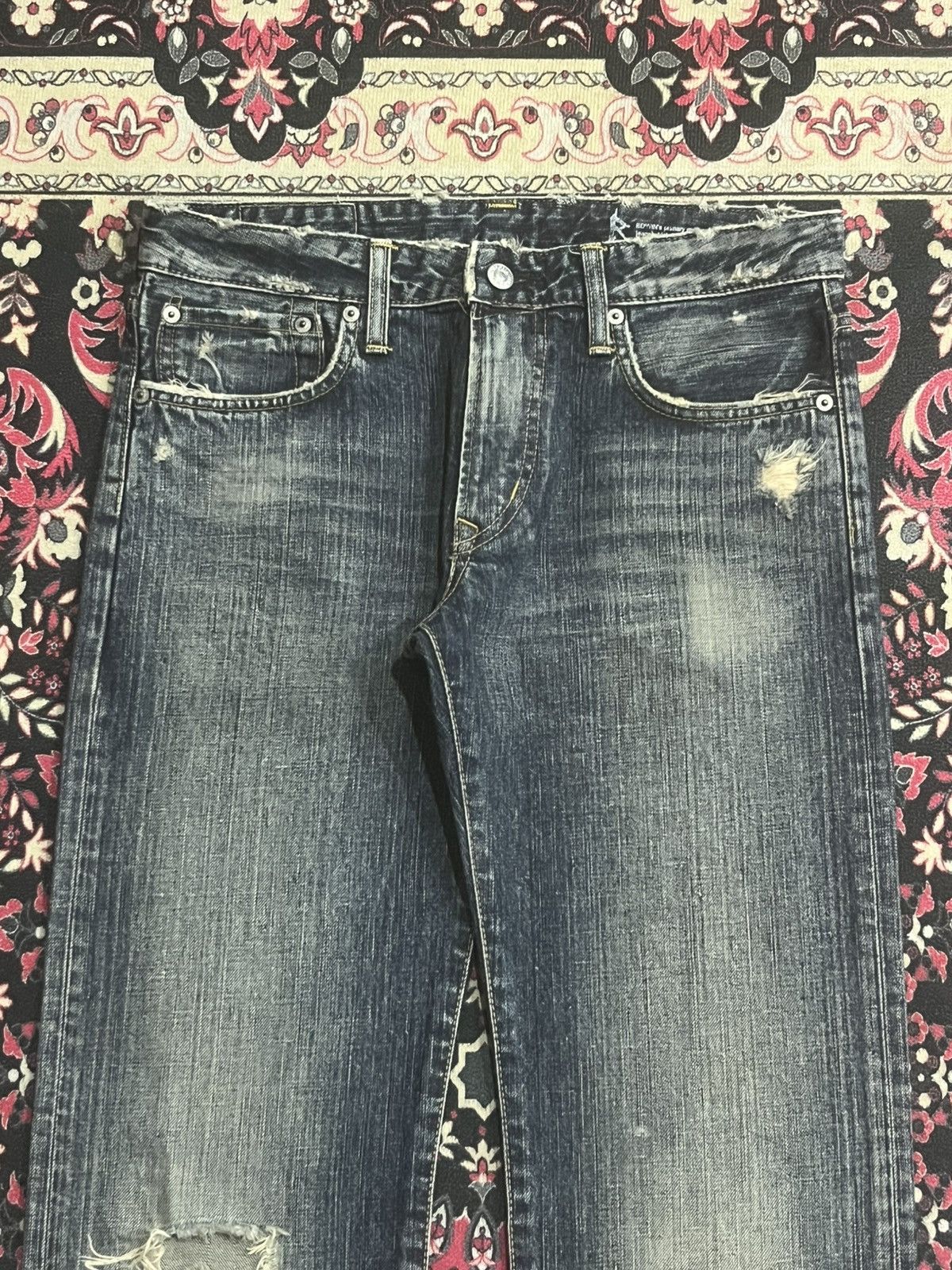 Edwin Edwin S02R Japan Blue Washed Distressed Straight Leg Jeans Size US 28 / EU 44 - 4 Thumbnail