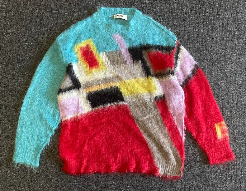 Fendi Fendi Women's Mohair Colorblock Sweater-yf Size US L / EU 52-54 / 3 - 1 Thumbnail