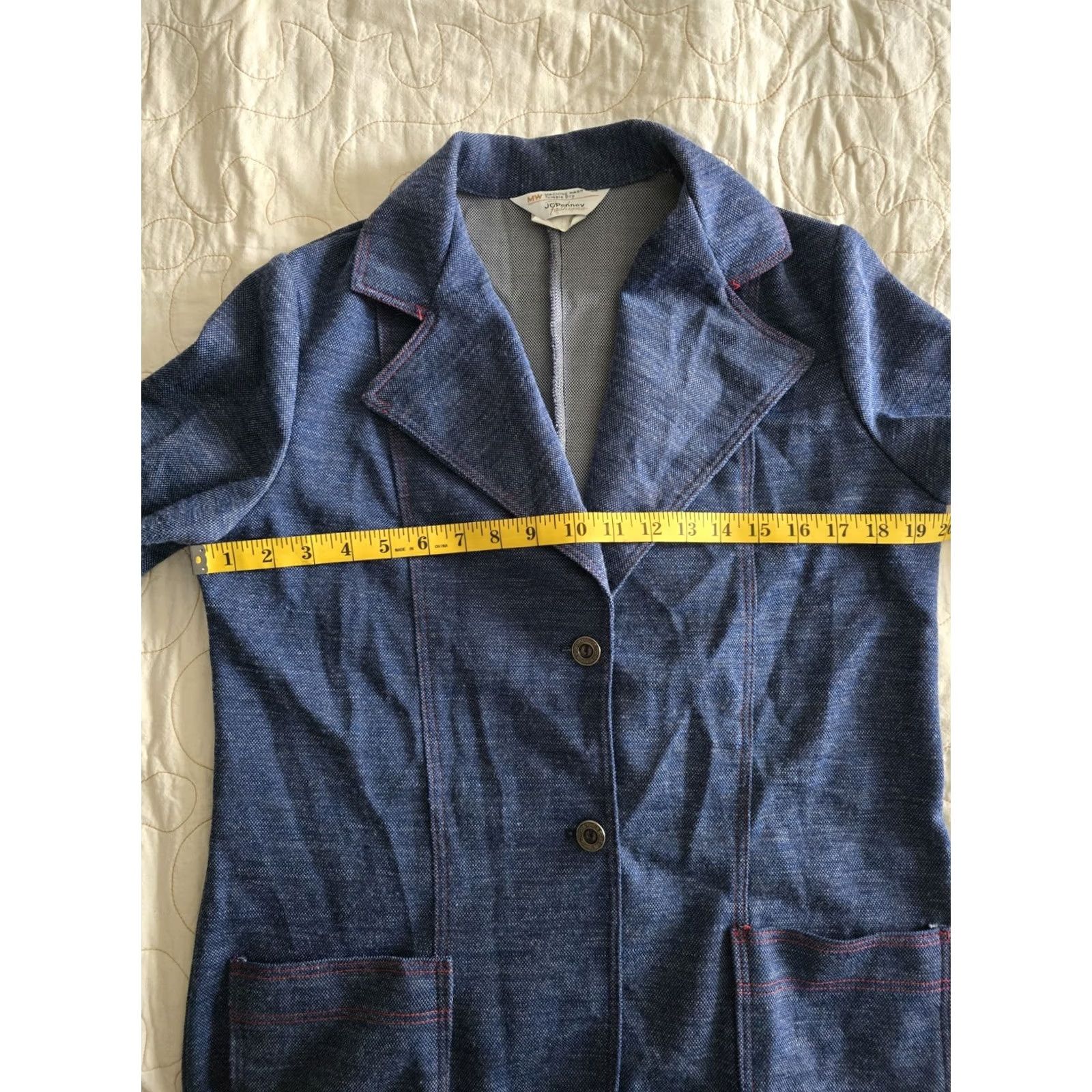 JCPenney VINTAGE 1970s JC Penney Fashions Blue Blazer Top Button Up Jacket Womens M/L Blue Western Jacket Women XS? Size M / US 6-8 / IT 42-44 - 6 Thumbnail
