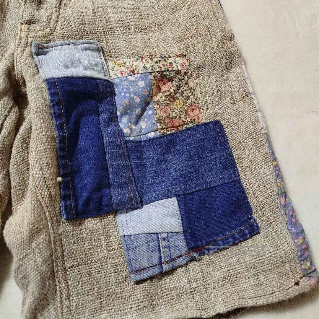 Noah handmade patchwork cotton-linen shorts. Size US 30 / EU 46 - 8 Thumbnail