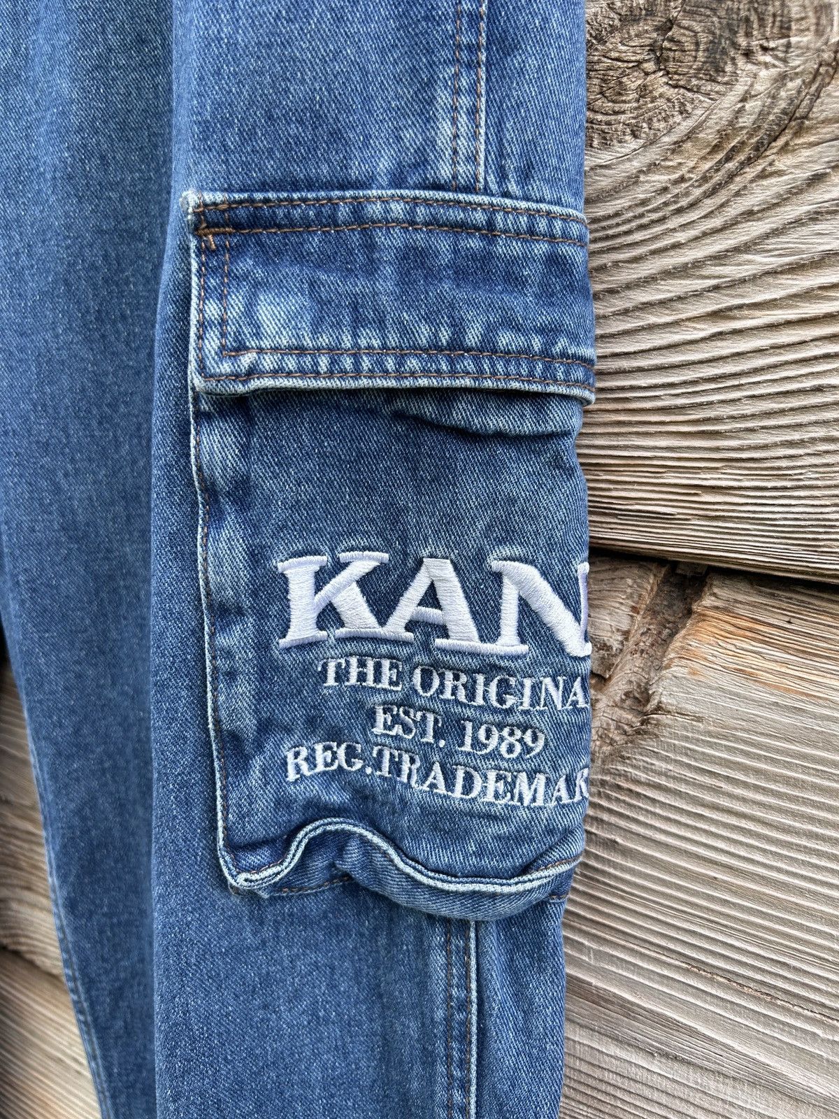 Karl Kani Vintage Karl Kani Embroidery Denim Rap Cargo Pants Jeans Size US 32 / EU 48 - 5 Thumbnail